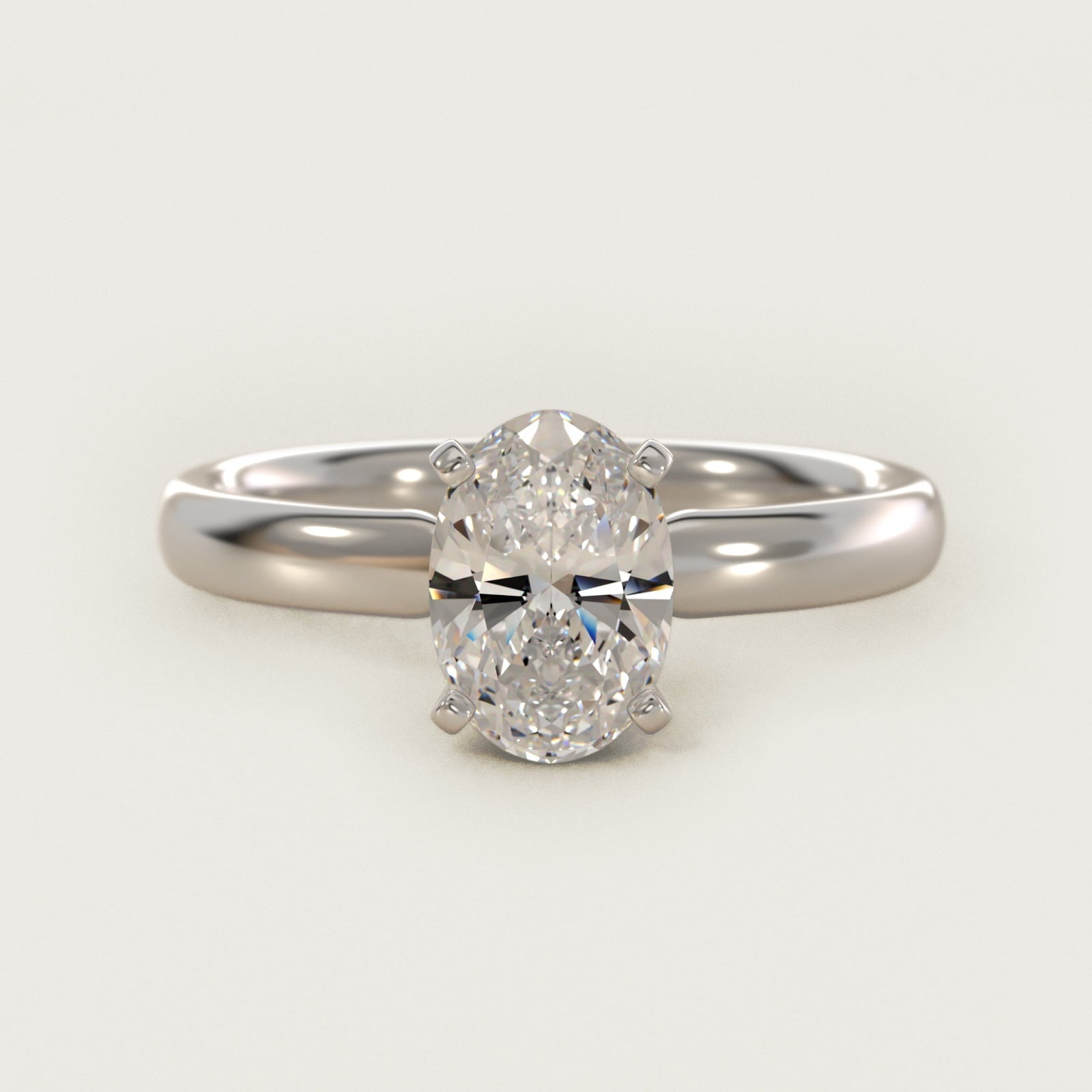 Classic Comfort Fit Solitaire Engagement Ring in Platinum (2.5mm) - Oval Center