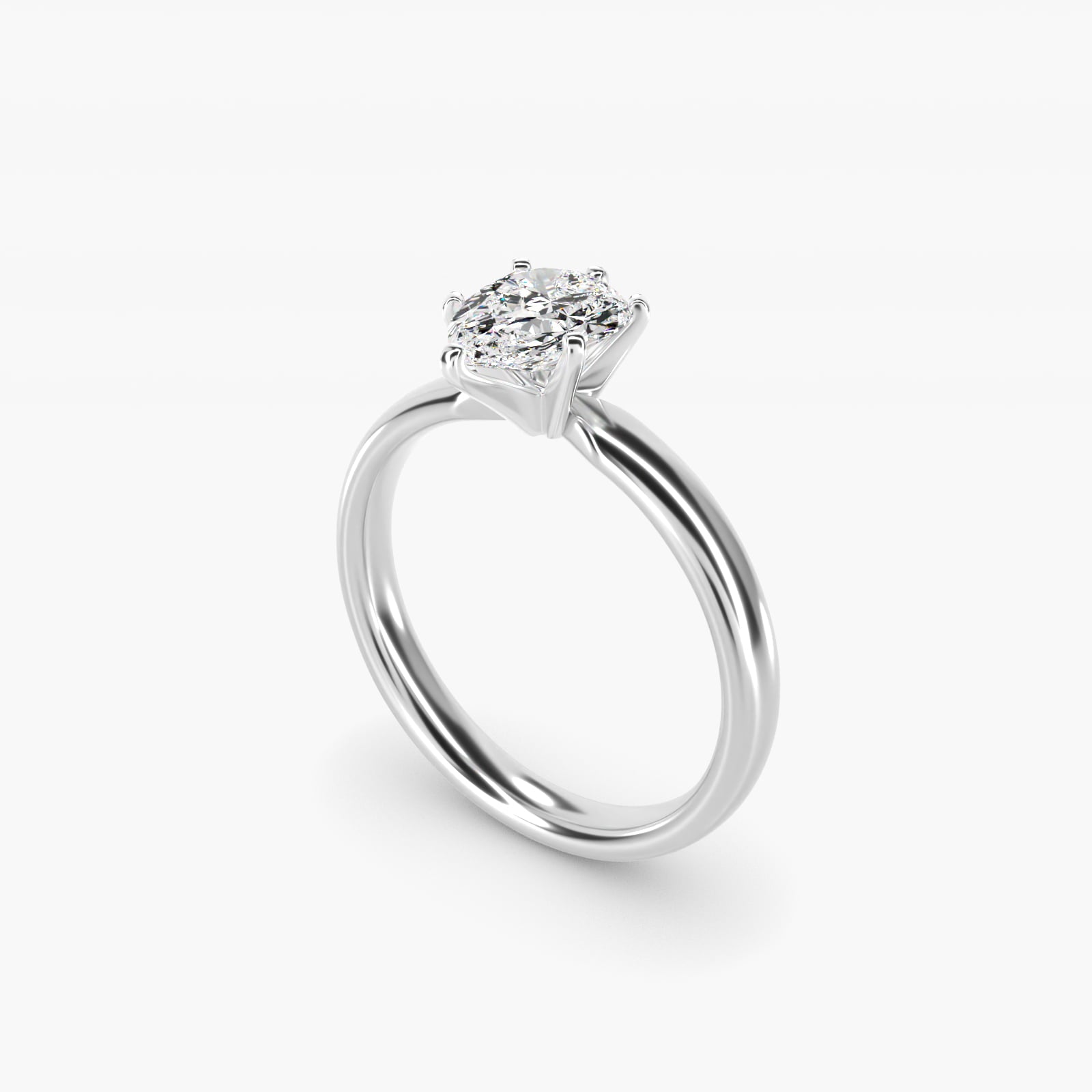 Classic Comfort Fit Solitaire Engagement Ring in 14k White Gold (2.5mm) - Pear Center