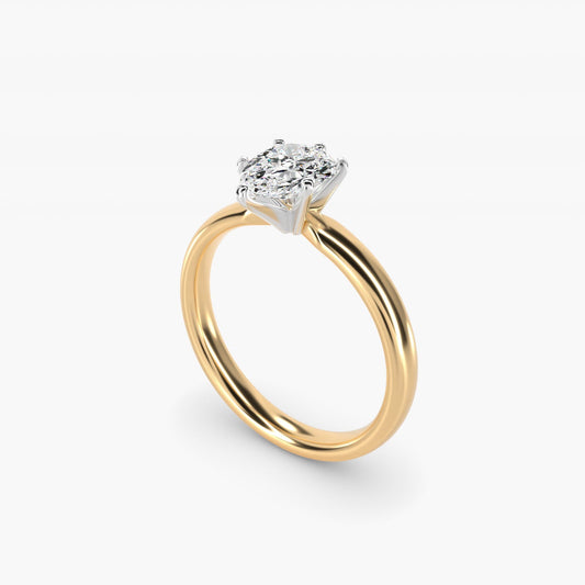 Classic Comfort Fit Solitaire Engagement Ring in 18k Yellow Gold (2.5mm) - Pear Center