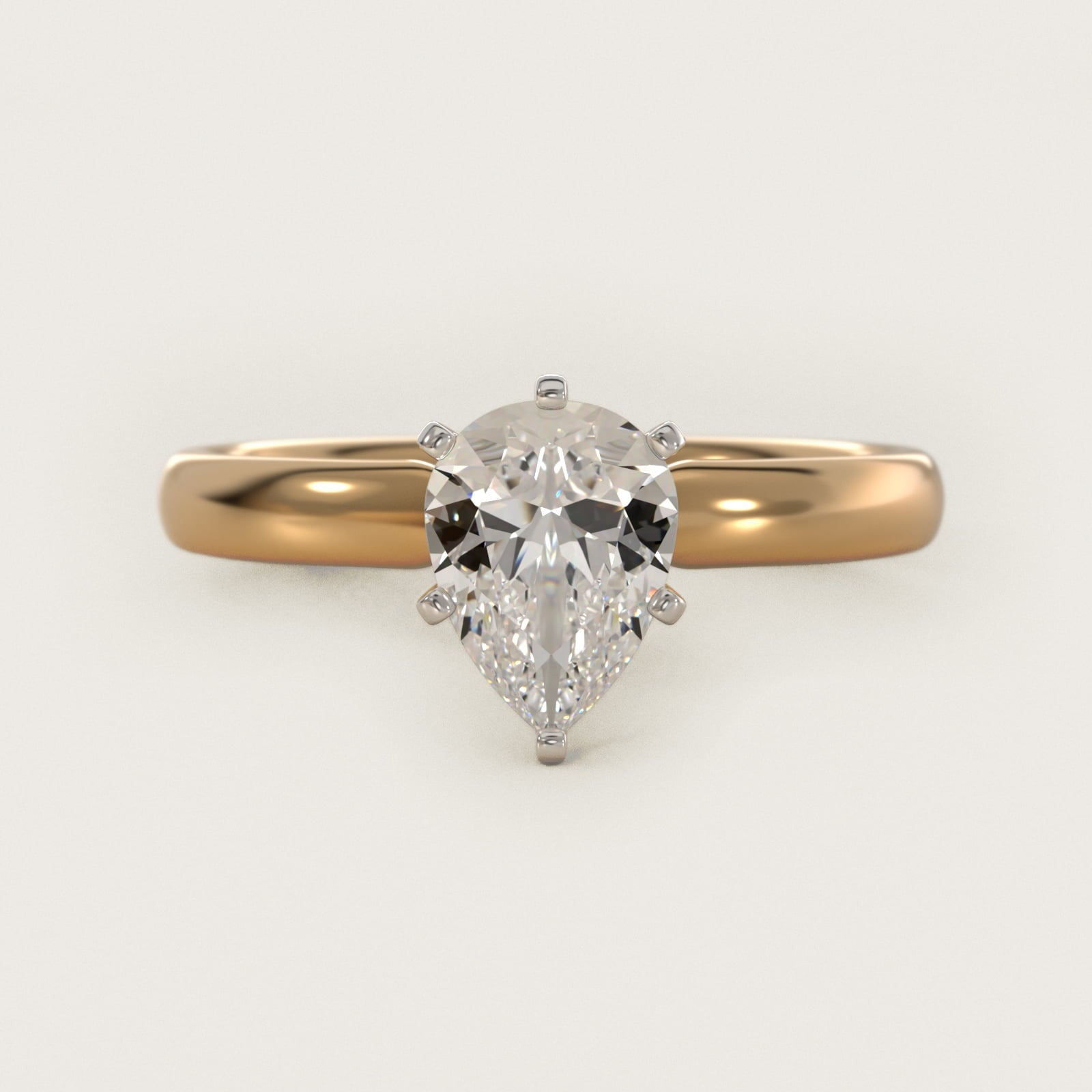 Classic Comfort Fit Solitaire Engagement Ring in 18k Yellow Gold (2.5mm) - Pear Center