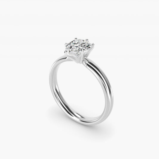 Classic Comfort Fit Solitaire Engagement Ring in Platinum (2.5mm) - Pear Center