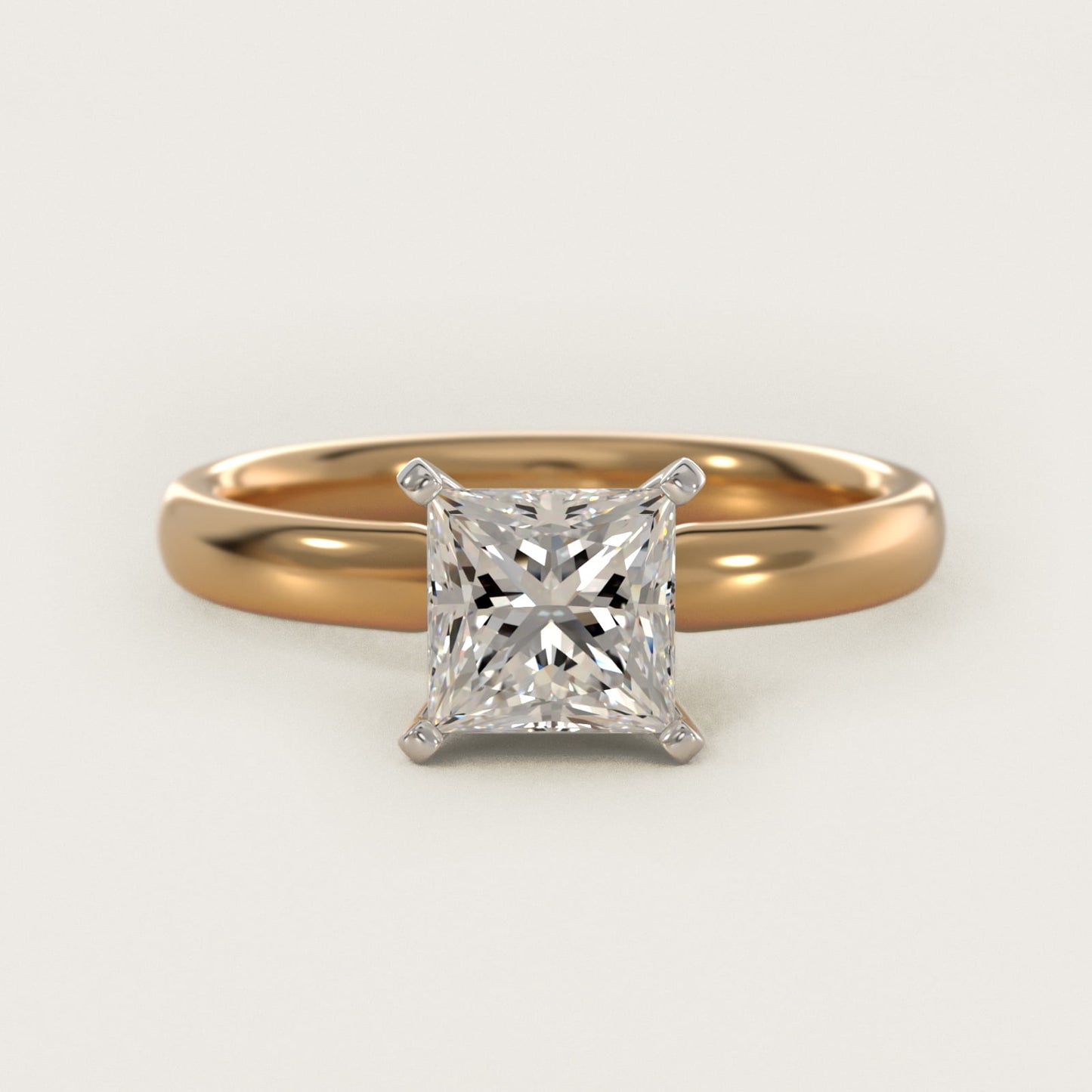 Classic Comfort Fit Solitaire Engagement Ring in 14K Yellow Gold (2.5mm) - Princess Center