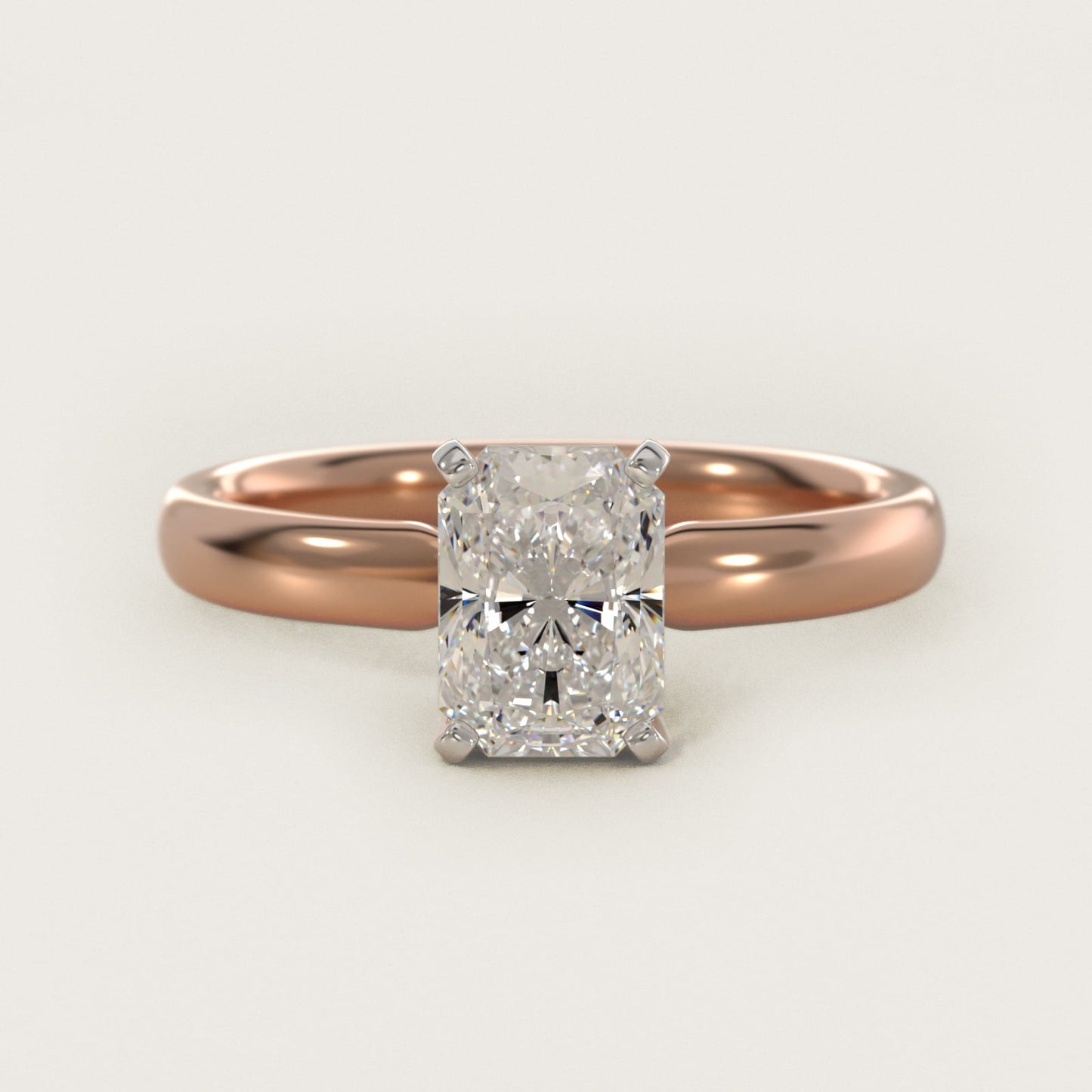 Classic Comfort Fit Solitaire Engagement Ring in 14k Rose Gold (2.5mm) - Radiant Center