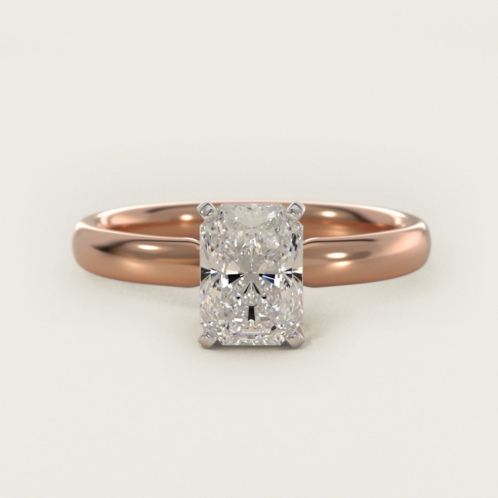 Classic Comfort Fit Solitaire Engagement Ring in 14k Rose Gold (2.5mm) - Radiant Center