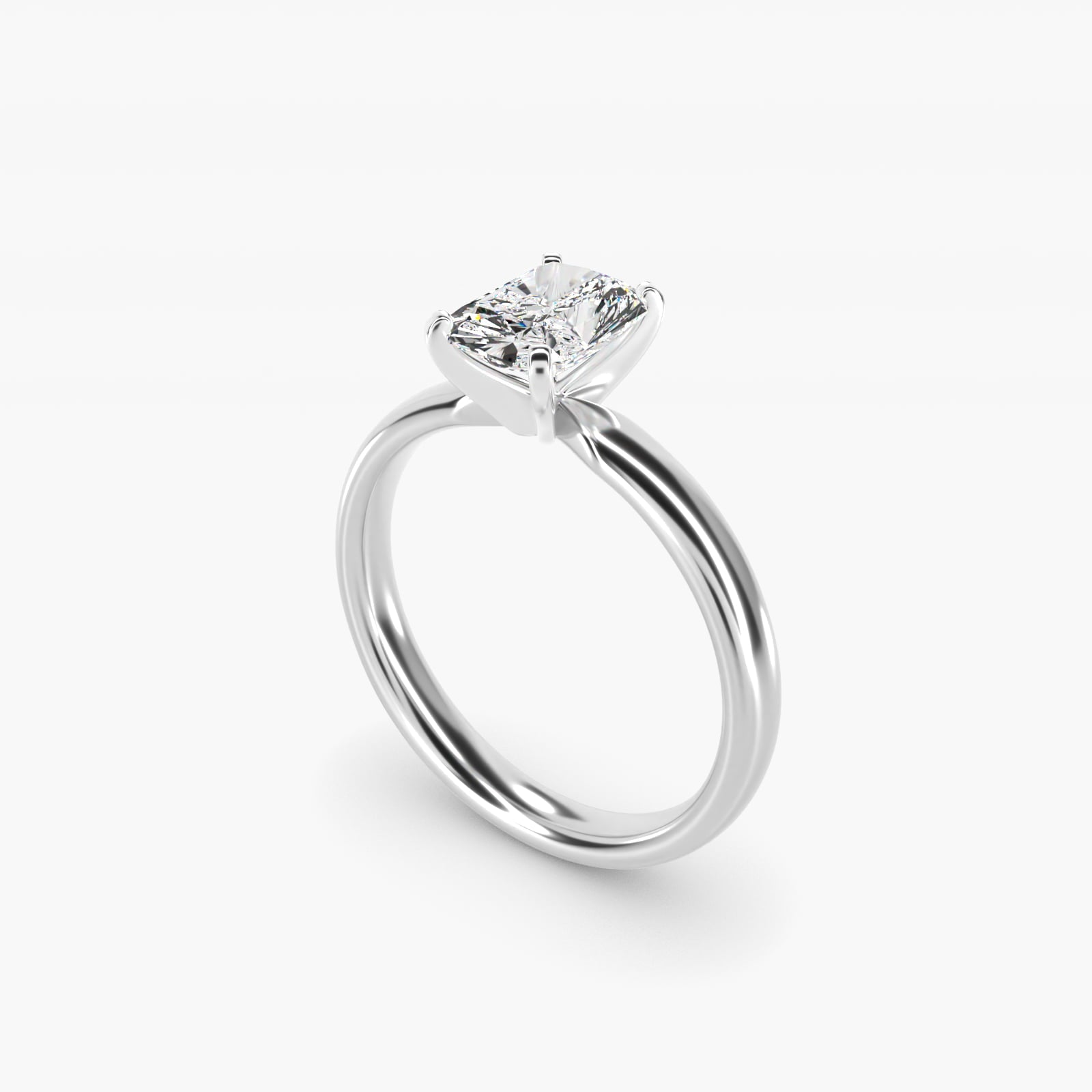 Classic Comfort Fit Solitaire Engagement Ring in 18k White Gold (2.5mm) - Radiant Center