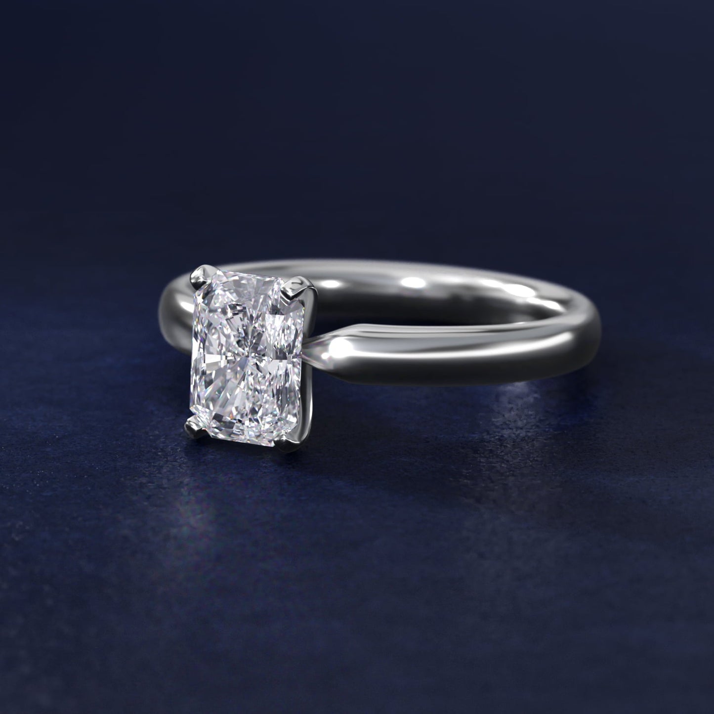 Classic Comfort Fit Solitaire Engagement Ring in 18k White Gold (2.5mm) - Radiant Center