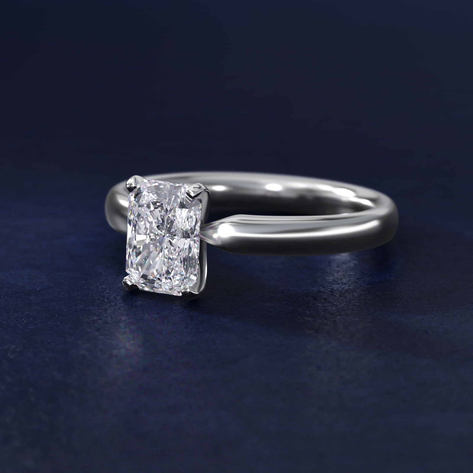 Classic Comfort Fit Solitaire Engagement Ring in 18k White Gold (2.5mm) - Radiant Center