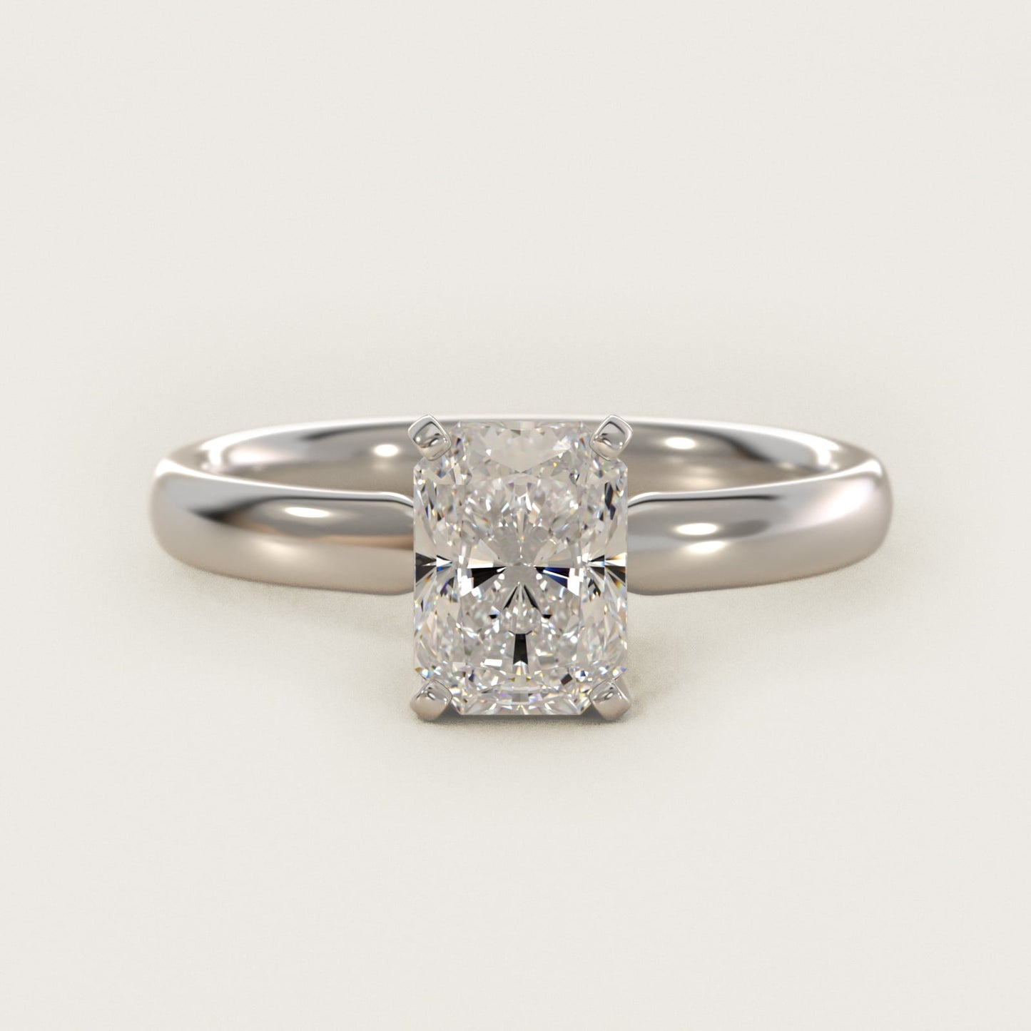 Classic Comfort Fit Solitaire Engagement Ring in 14k White Gold (2.5mm) - Radiant Center