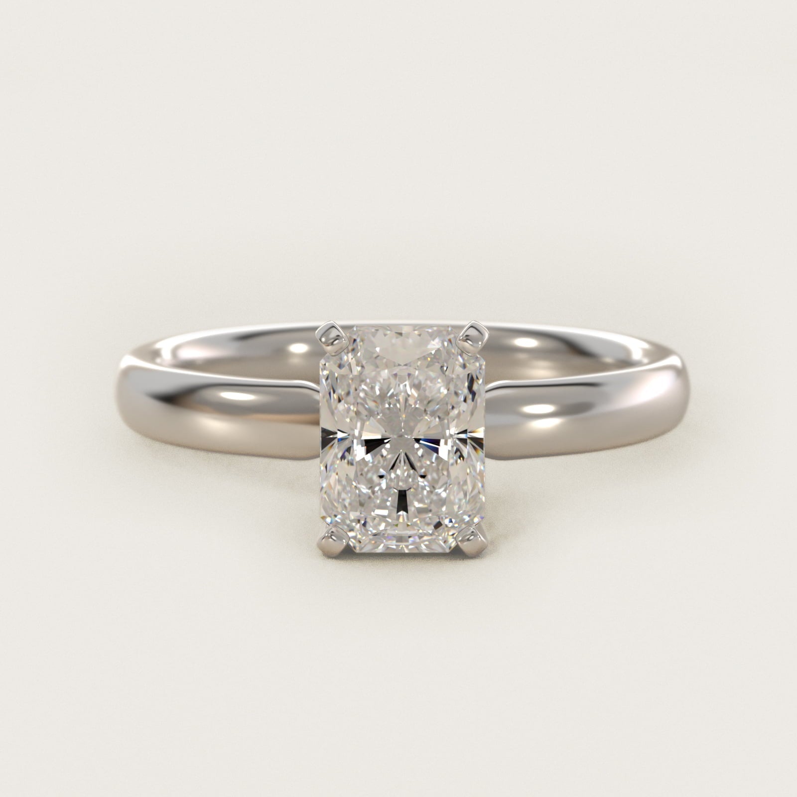 Classic Comfort Fit Solitaire Engagement Ring in 18k White Gold (2.5mm) - Radiant Center