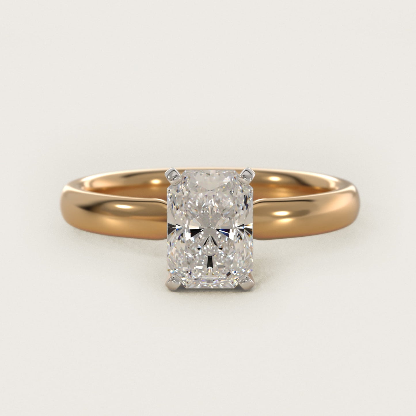 Classic Comfort Fit Solitaire Engagement Ring in 14K Yellow Gold (2.5mm) - Radiant Center