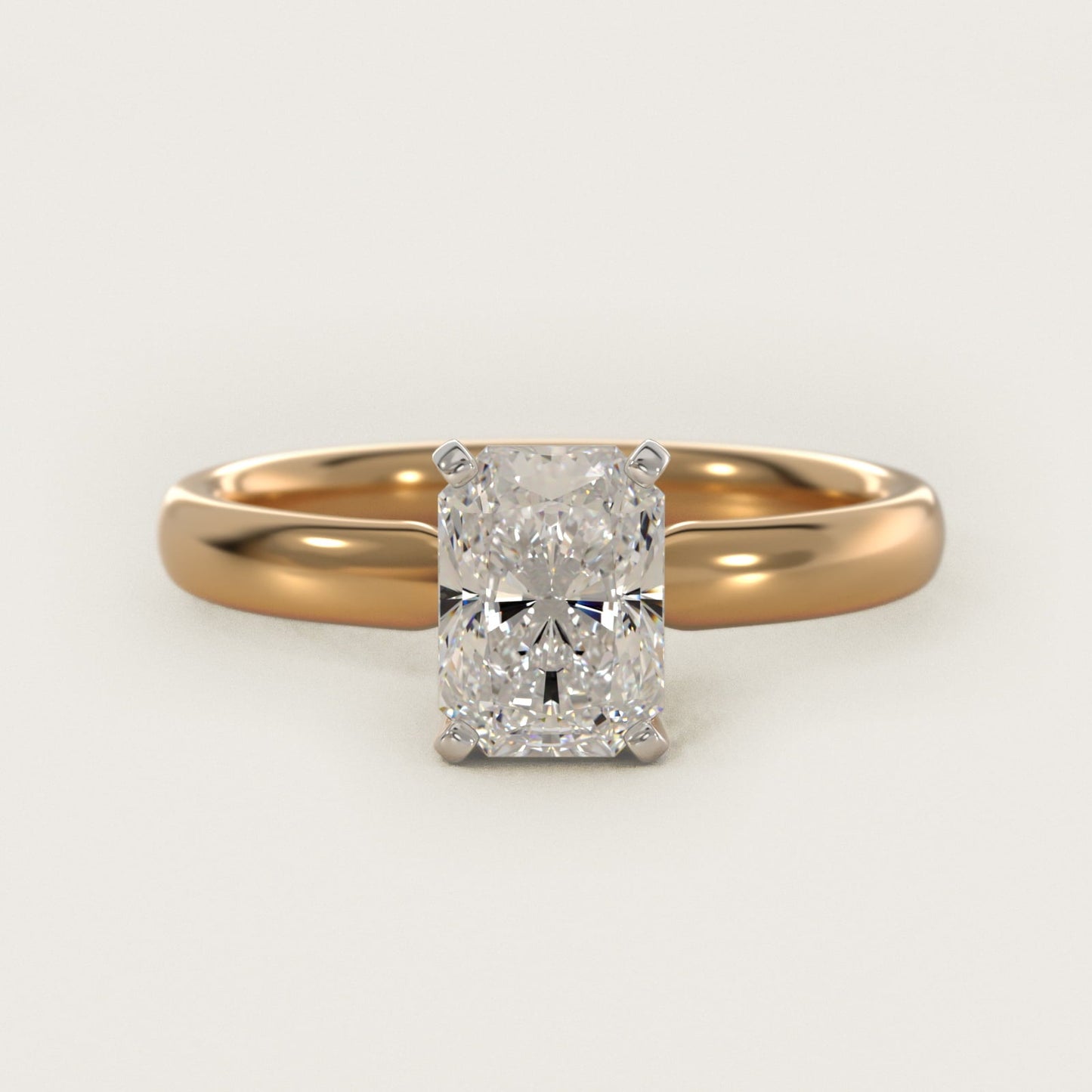 Classic Comfort Fit Solitaire Engagement Ring in 18k Yellow Gold (2.5mm) - Radiant Center