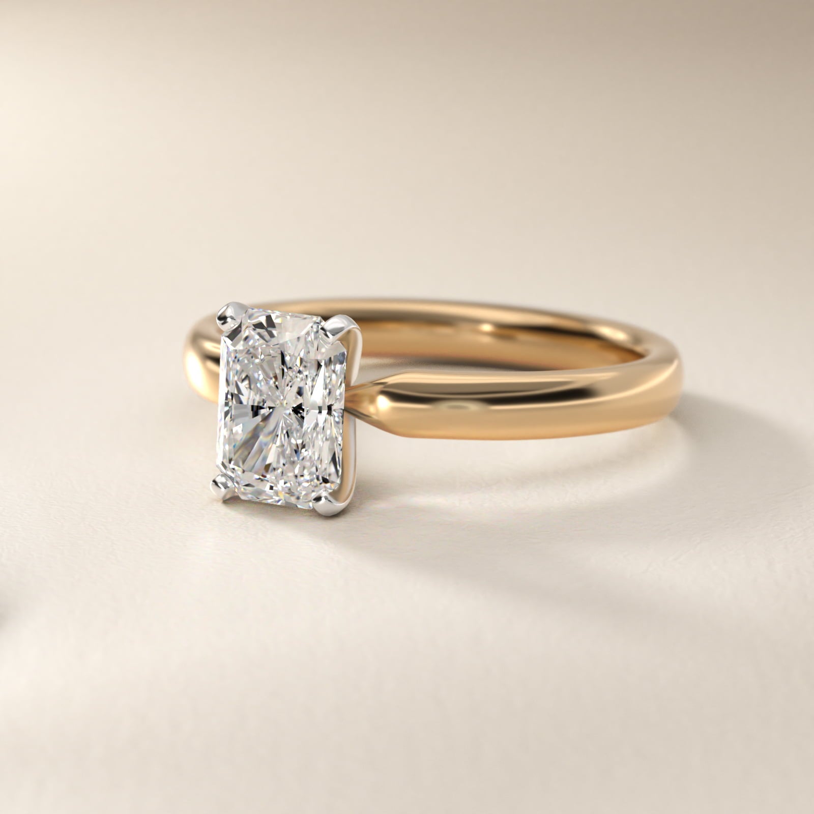 Classic Comfort Fit Solitaire Engagement Ring in 14K Yellow Gold (2.5mm) - Radiant Center