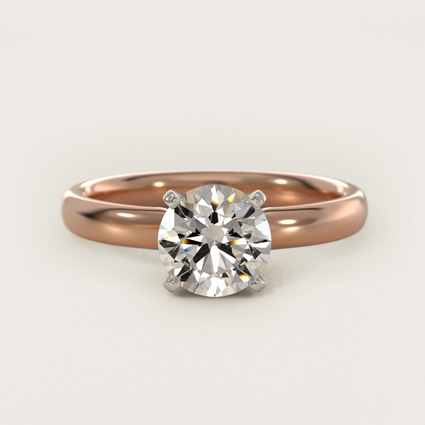 Classic Comfort Fit Solitaire Engagement Ring in 14k Rose Gold (2.5mm) - Round Center