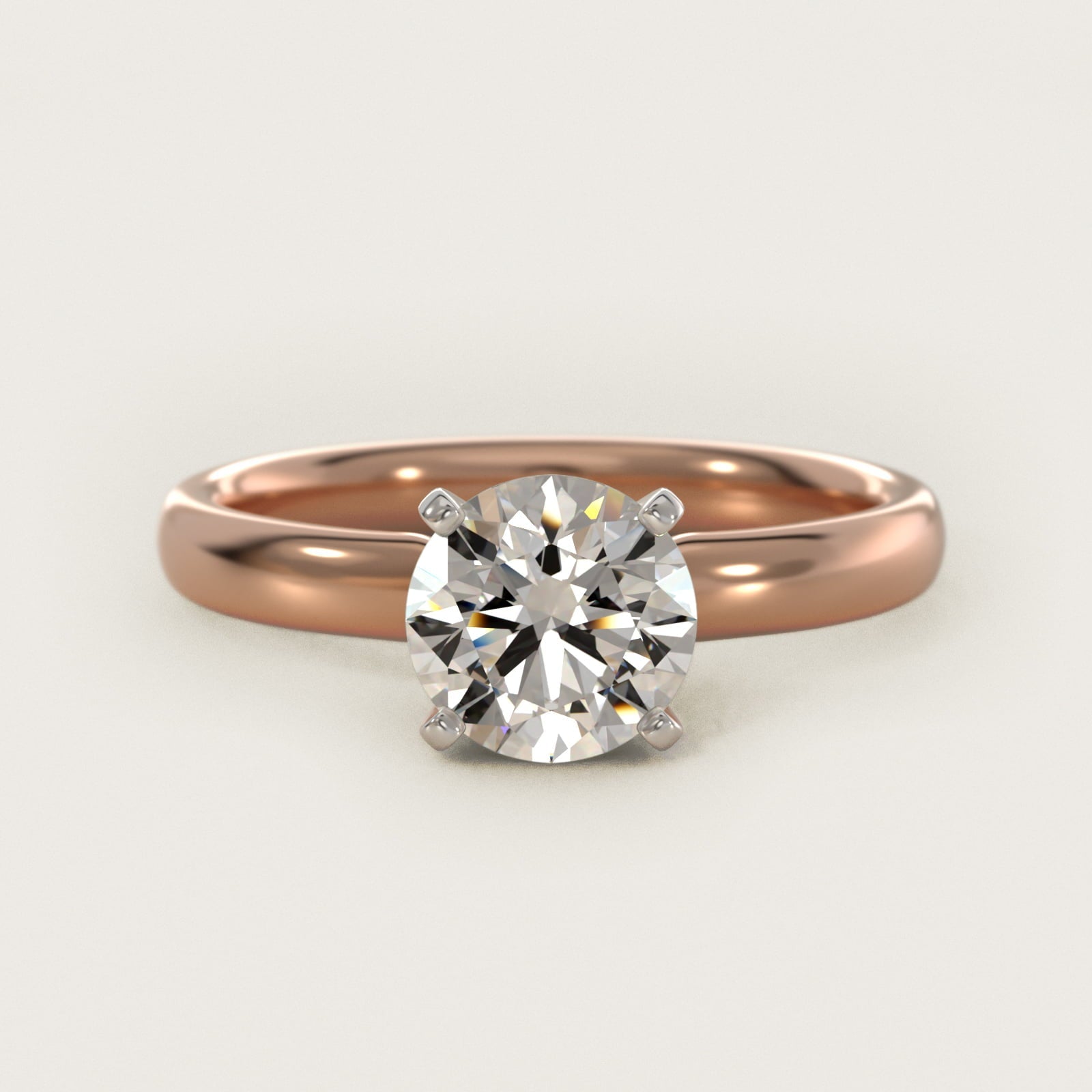 Classic Comfort Fit Solitaire Engagement Ring in 18k Rose Gold (2.5mm) - Round Center
