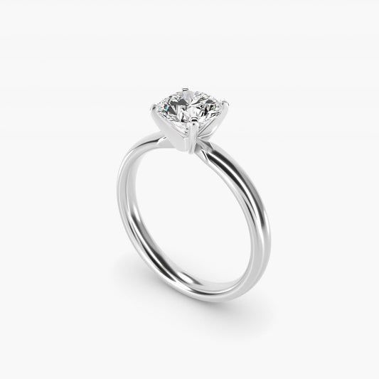 Classic Comfort Fit Solitaire Engagement Ring in 14k White Gold (2.5mm) - Round Center