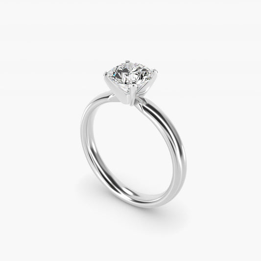 Classic Comfort Fit Solitaire Engagement Ring in 18k White Gold (2.5mm) - Round Center