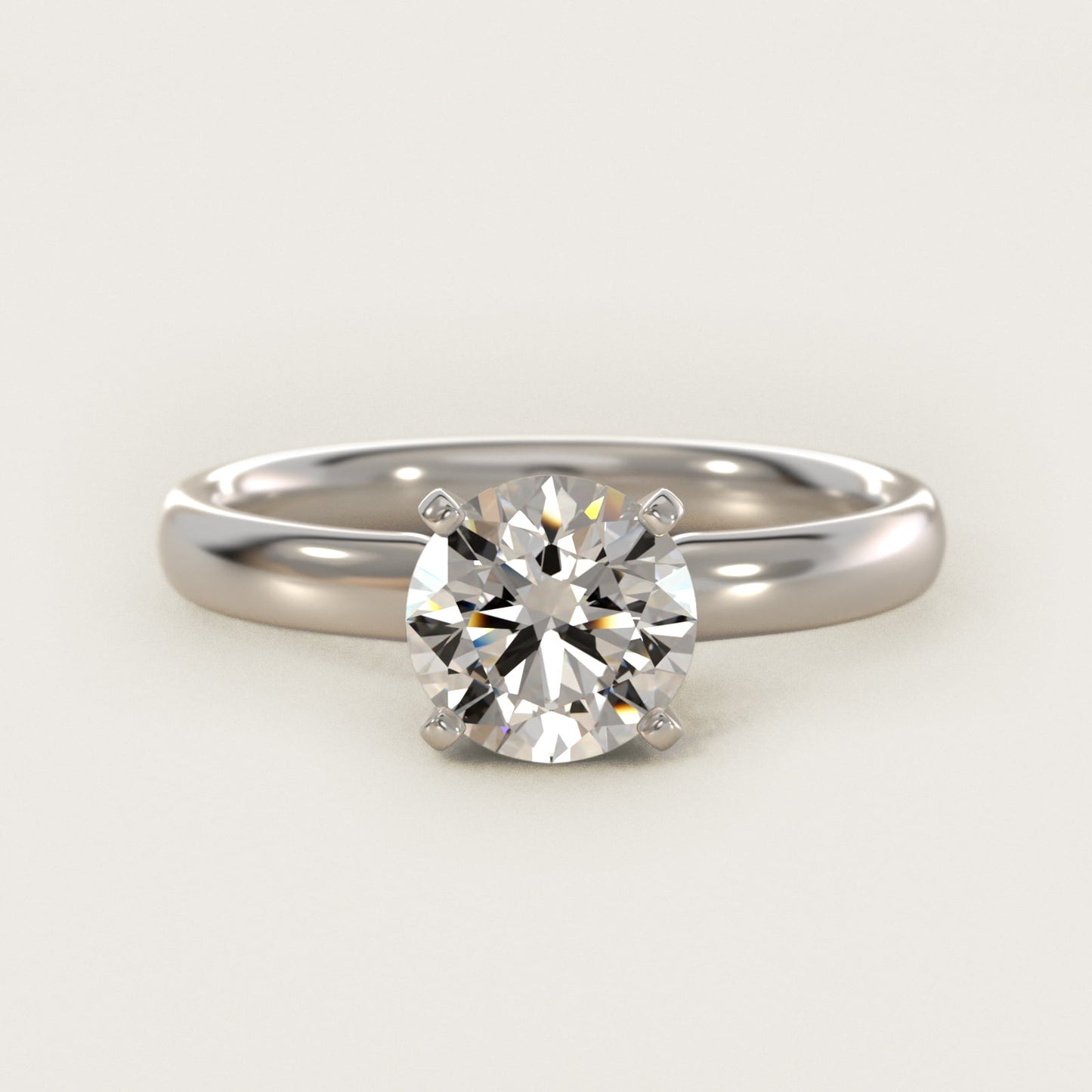 Classic Comfort Fit Solitaire Engagement Ring in 14k White Gold (2.5mm) - Round Center
