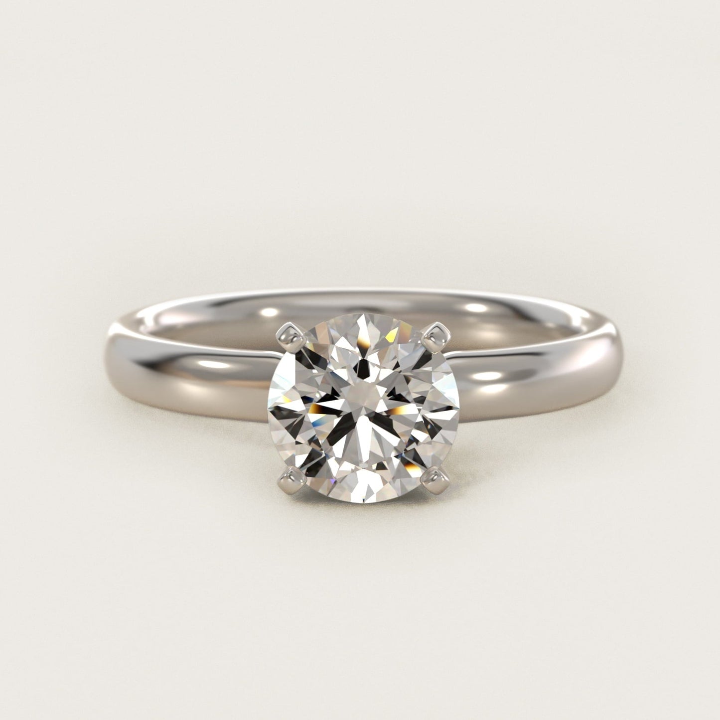 Classic Comfort Fit Solitaire Engagement Ring in 18k White Gold (2.5mm) - Round Center
