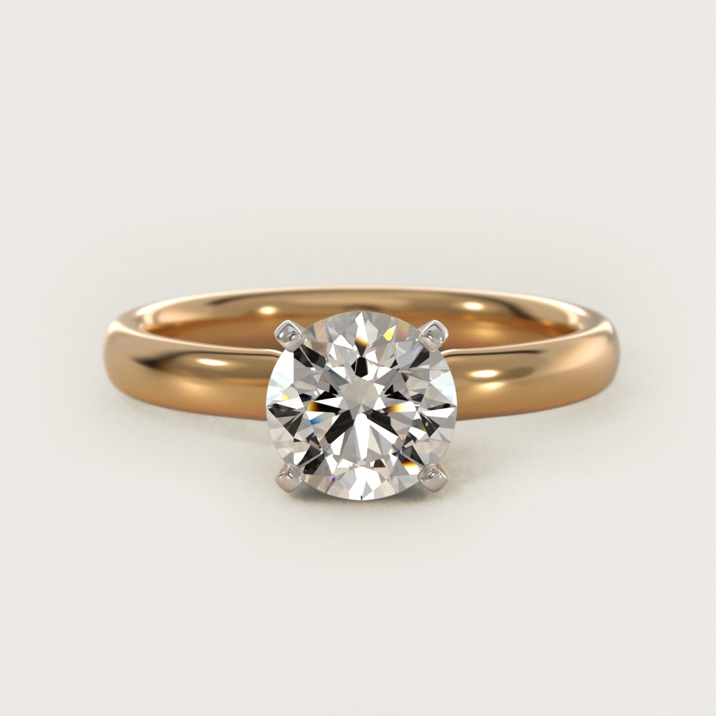 Classic Comfort Fit Solitaire Engagement Ring in 18k Yellow Gold (2.5mm) - Round Center