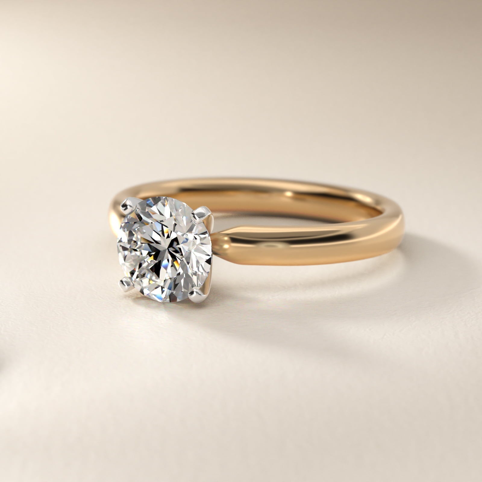 Classic Comfort Fit Solitaire Engagement Ring in 18k Yellow Gold (2.5mm) - Round Center