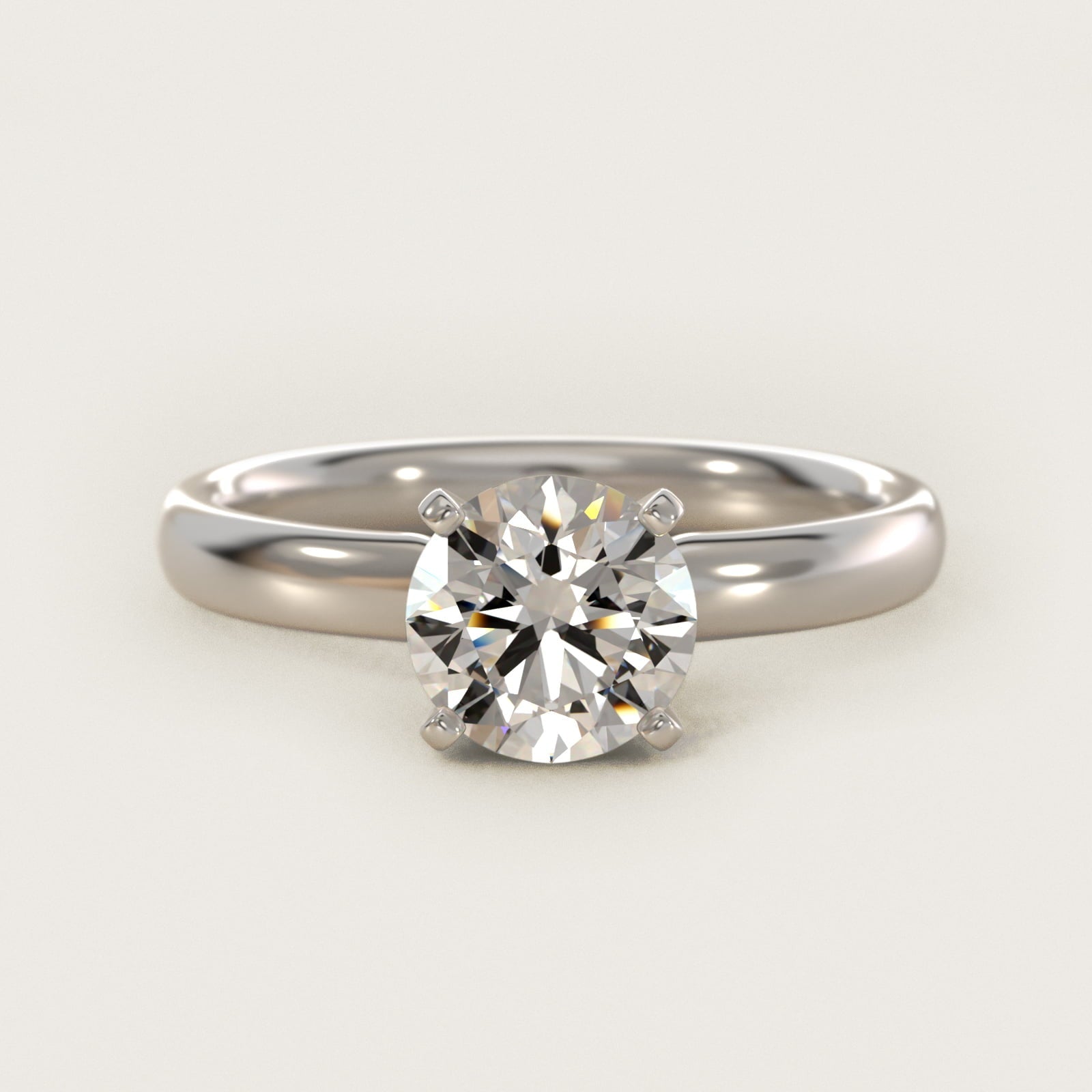 Classic Comfort Fit Solitaire Engagement Ring in Platinum (2.5mm) - Round Center
