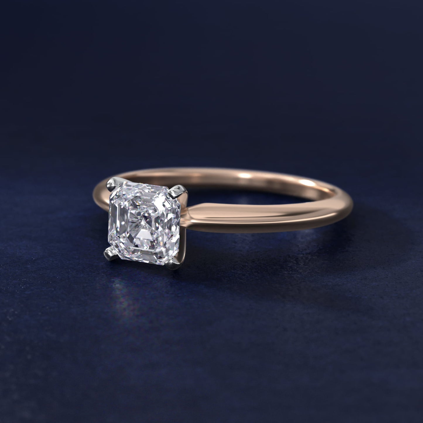 Classic Four Prong Solitaire Engagement Ring in 14K Rose Gold - Asscher Center
