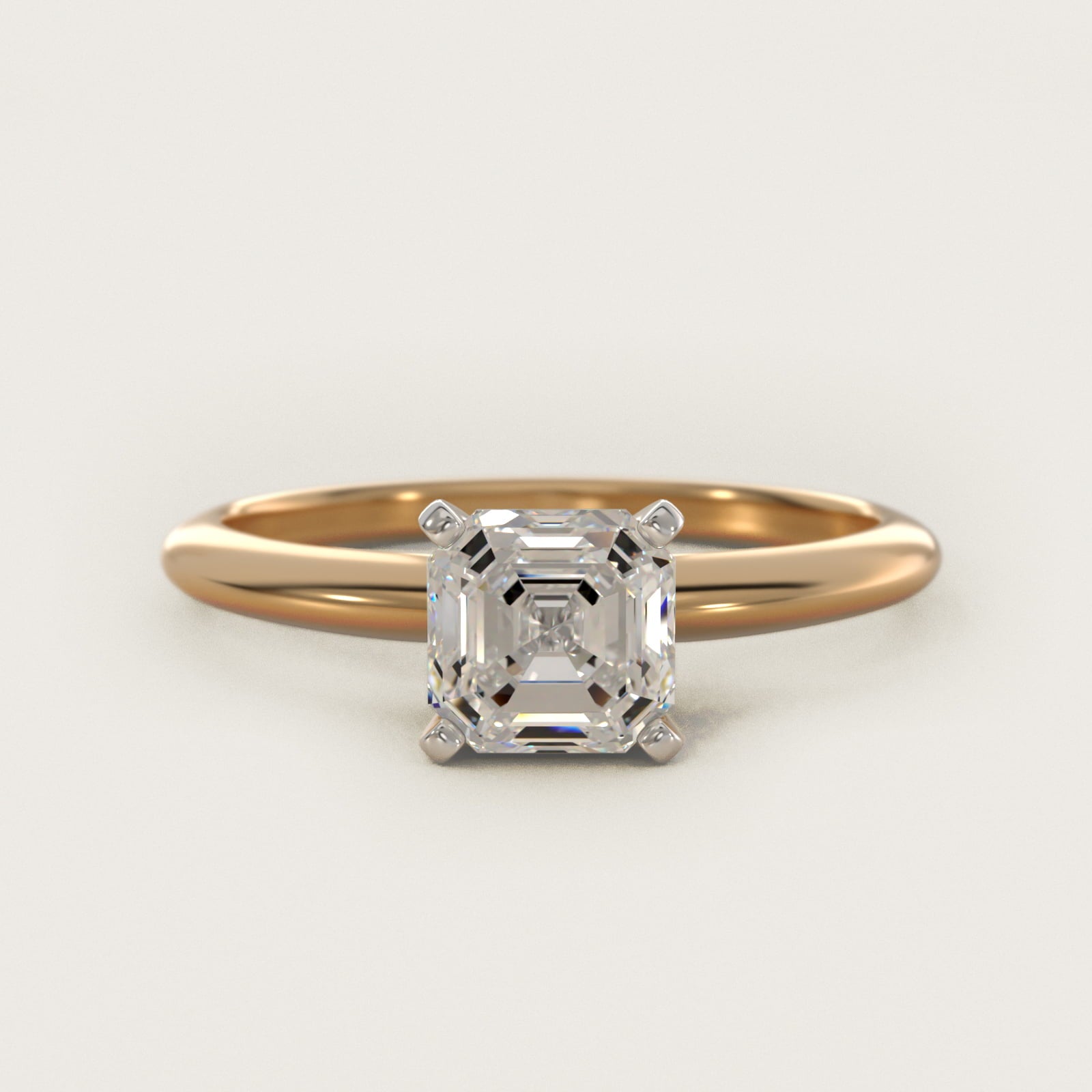 Classic Four Prong Solitaire Engagement Ring in 14K Yellow Gold - Asscher Center
