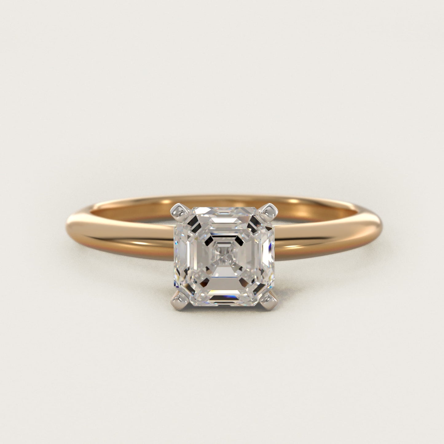 Classic Four Prong Solitaire Engagement Ring in 18k Yellow Gold - Asscher Center