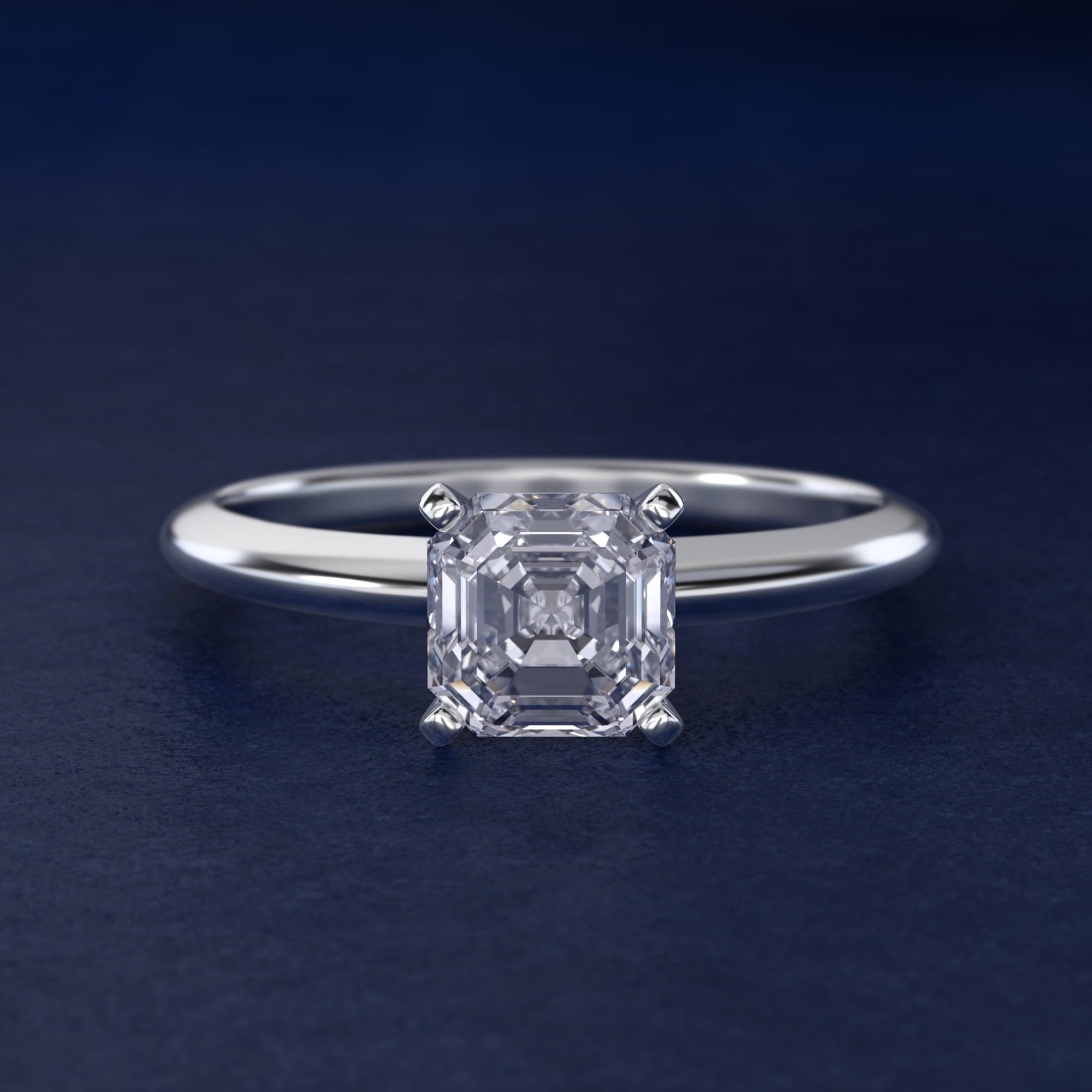 Classic Four Prong Solitaire Engagement Ring in Platinum - Asscher Center