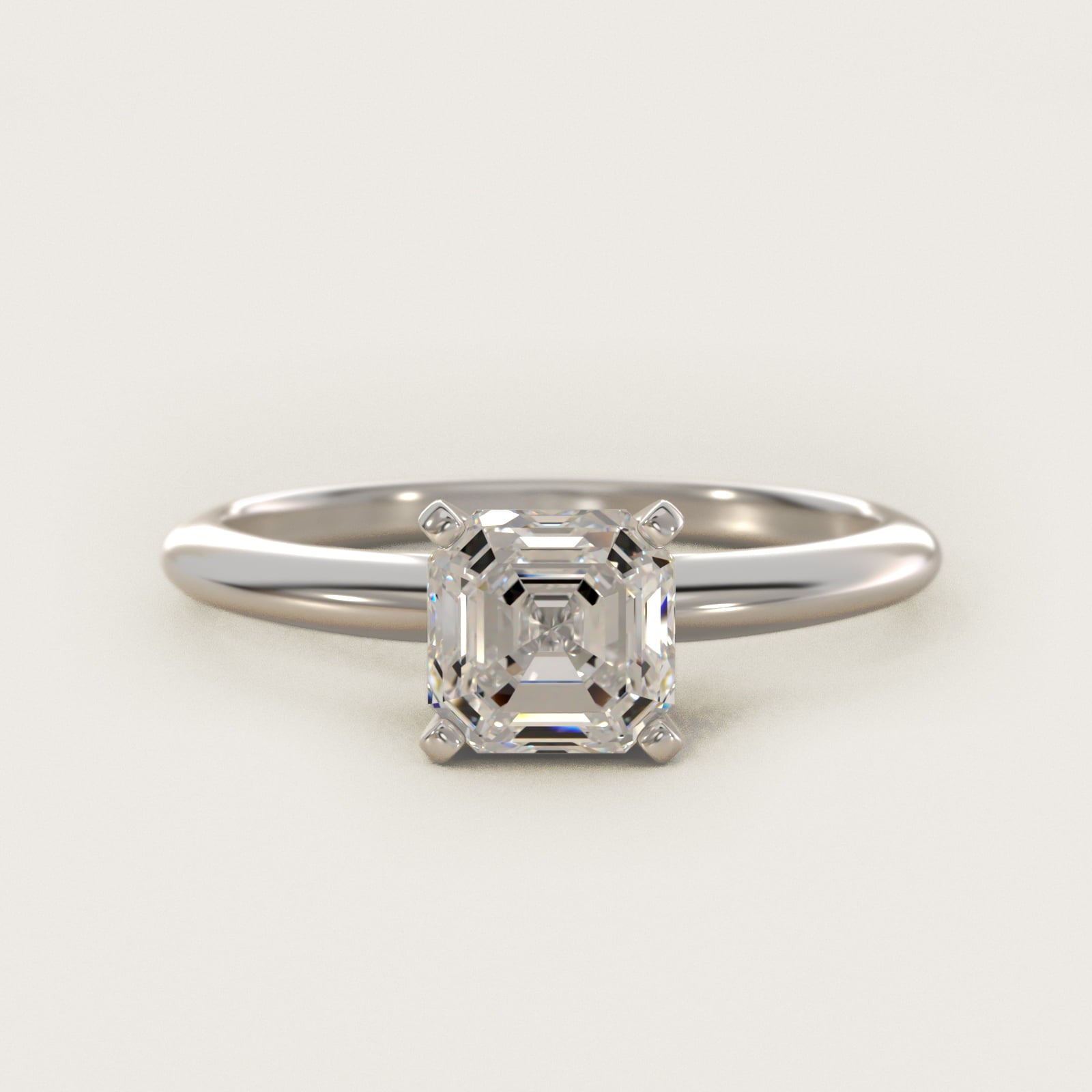 Classic Four Prong Solitaire Engagement Ring in Platinum - Asscher Center
