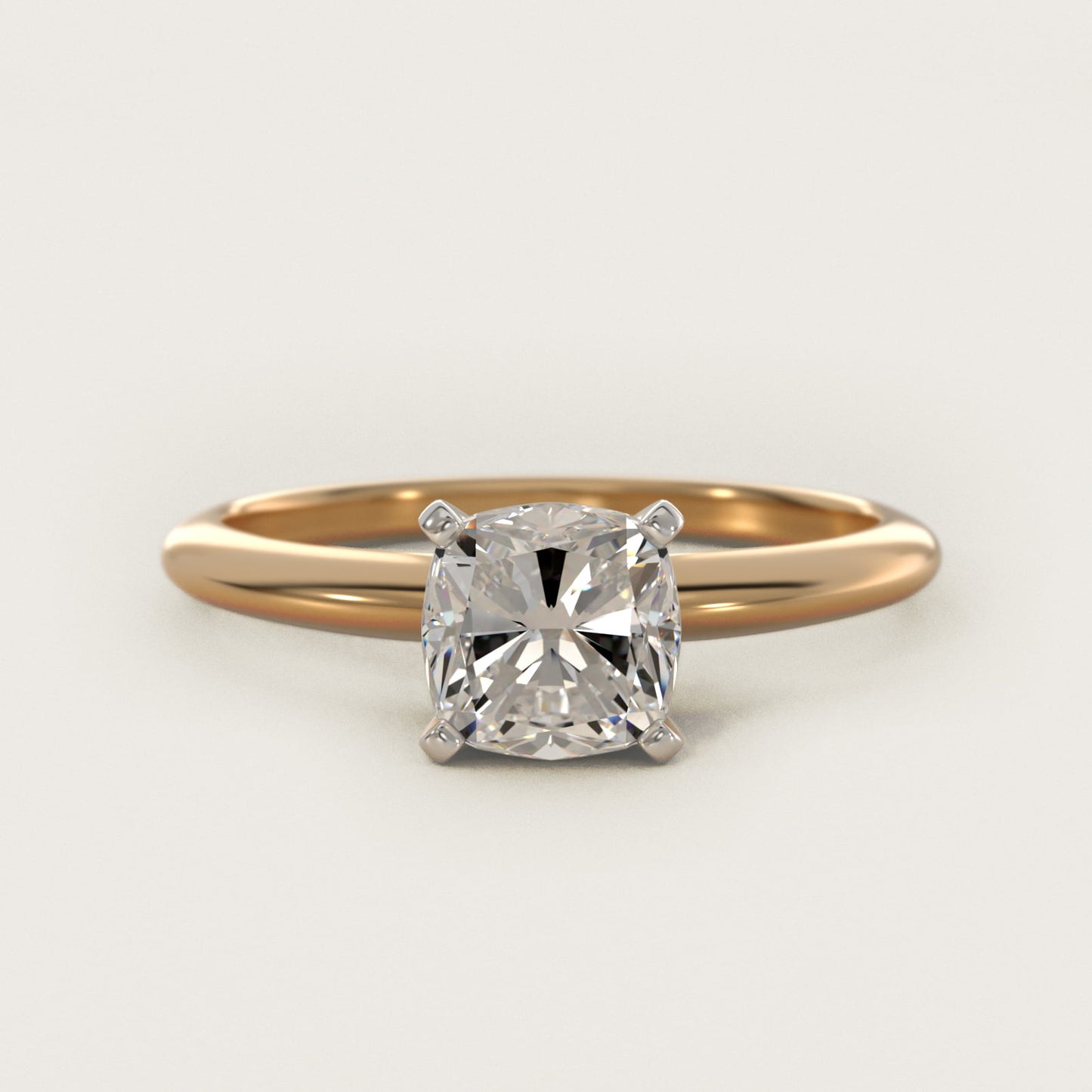 Classic Four Prong Solitaire Engagement Ring in 14K Yellow Gold - Cushion Center