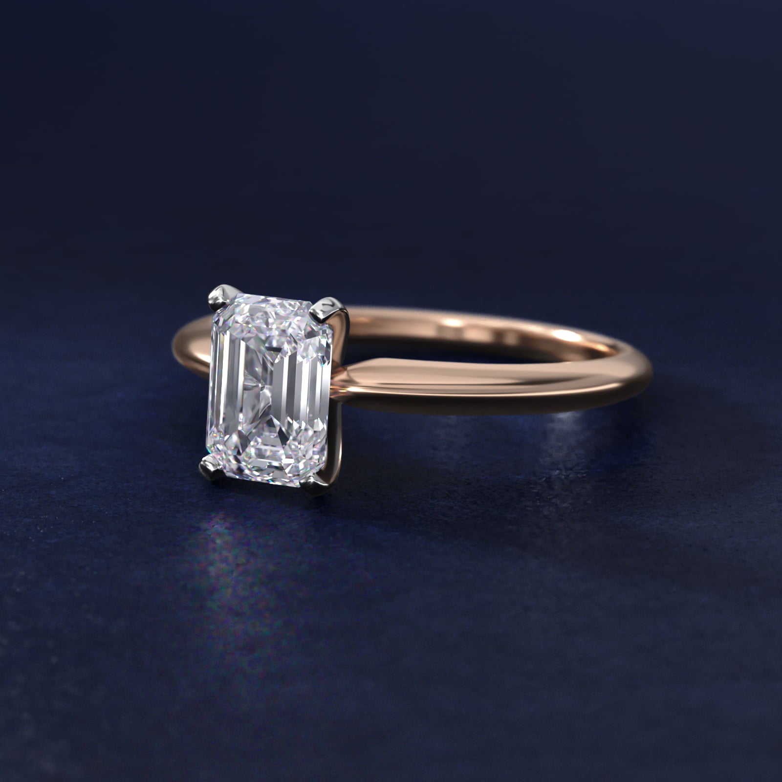 Classic Four Prong Solitaire Engagement Ring in 18k Rose Gold - Emerald Center