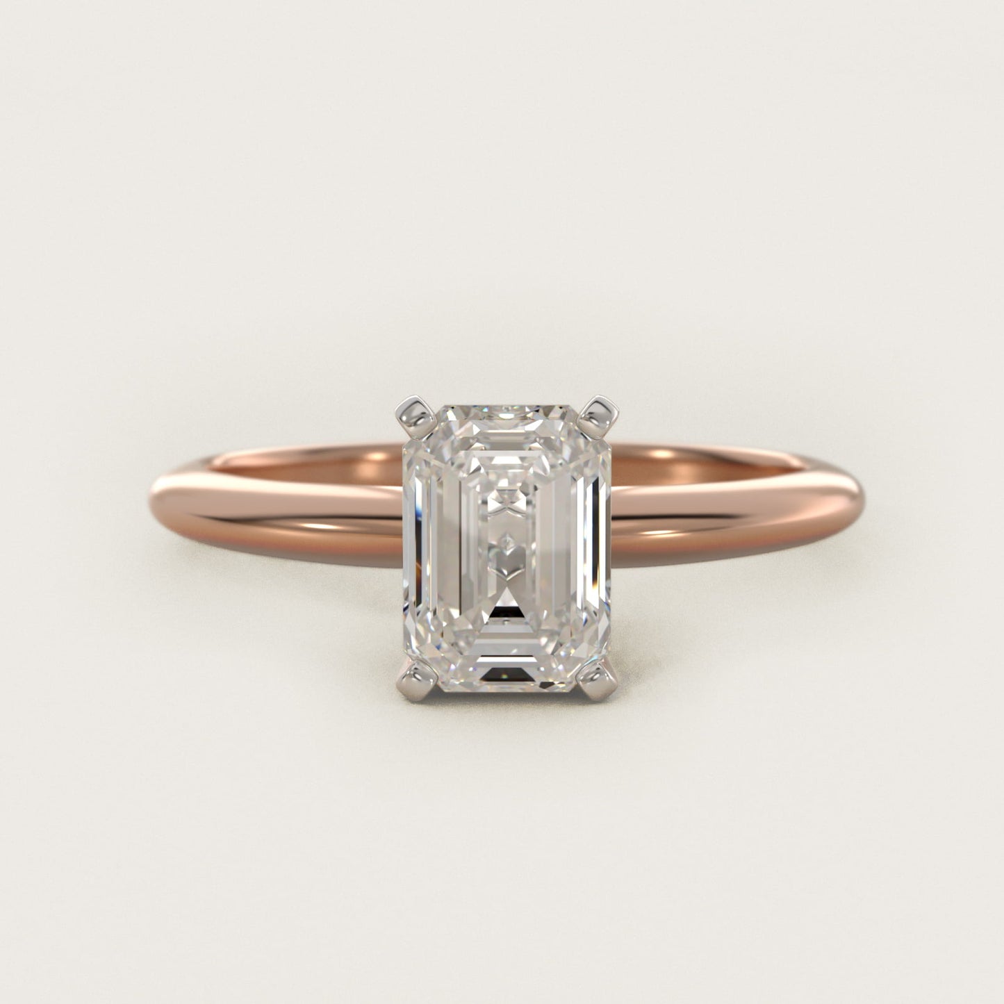 Classic Four Prong Solitaire Engagement Ring in 14K Rose Gold - Emerald Center