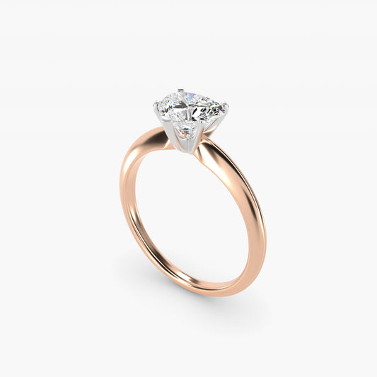 Classic Four Prong Solitaire Engagement Ring in 14K Rose Gold - Heart Center