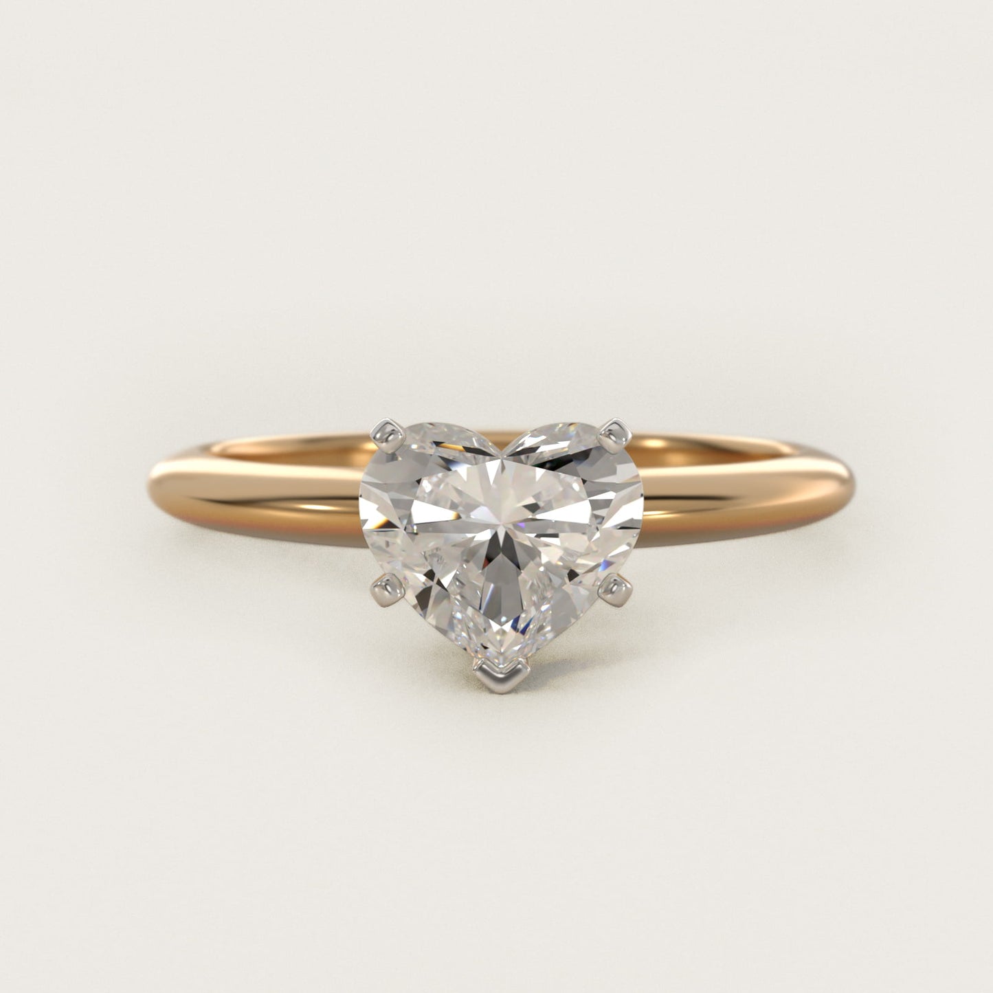 Classic Four Prong Solitaire Engagement Ring in 18k Yellow Gold - Heart Center