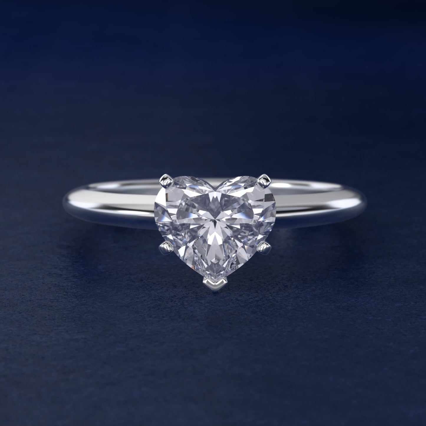 Classic Four Prong Solitaire Engagement Ring in Platinum - Heart Center