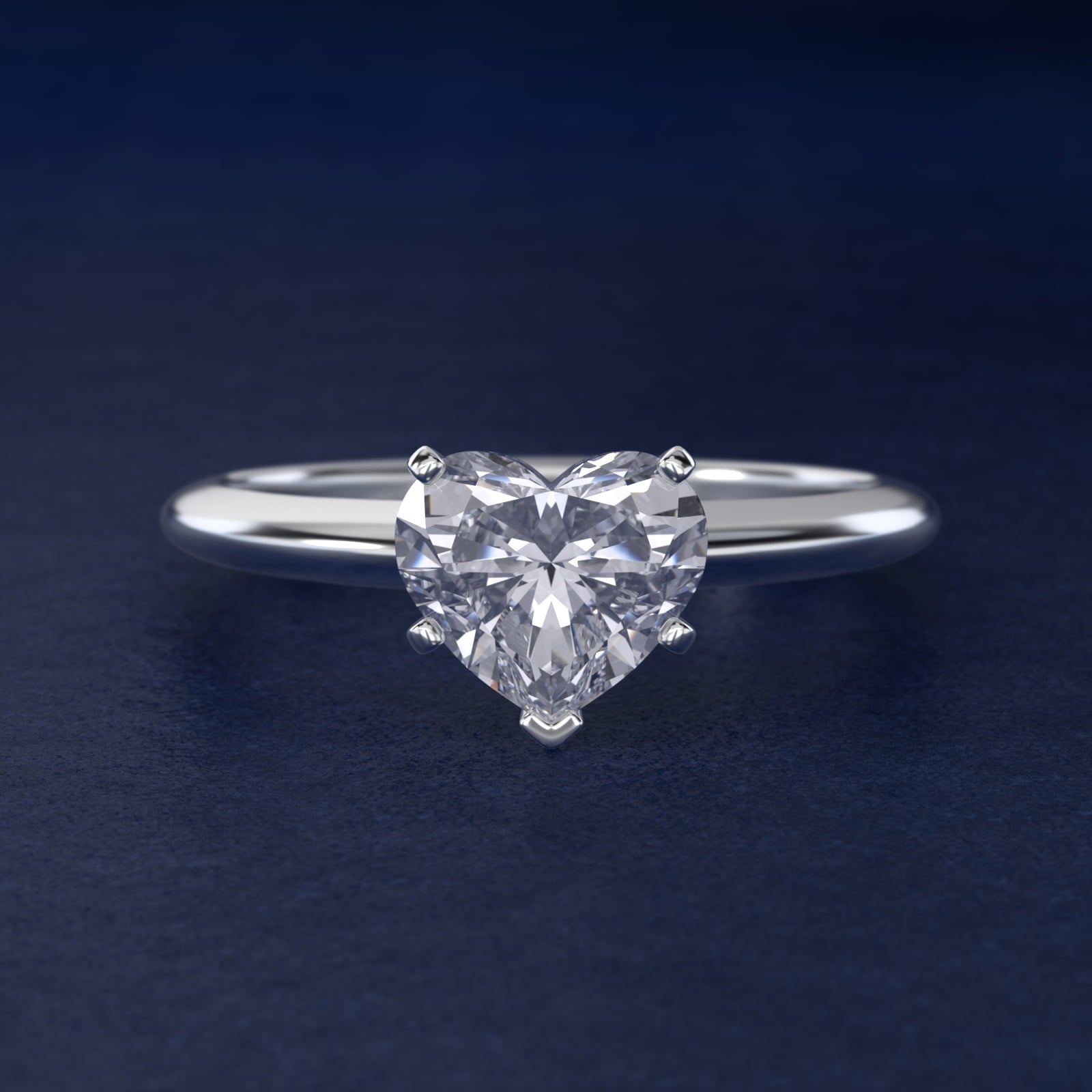 Classic Four Prong Solitaire Engagement Ring in Platinum - Heart Center