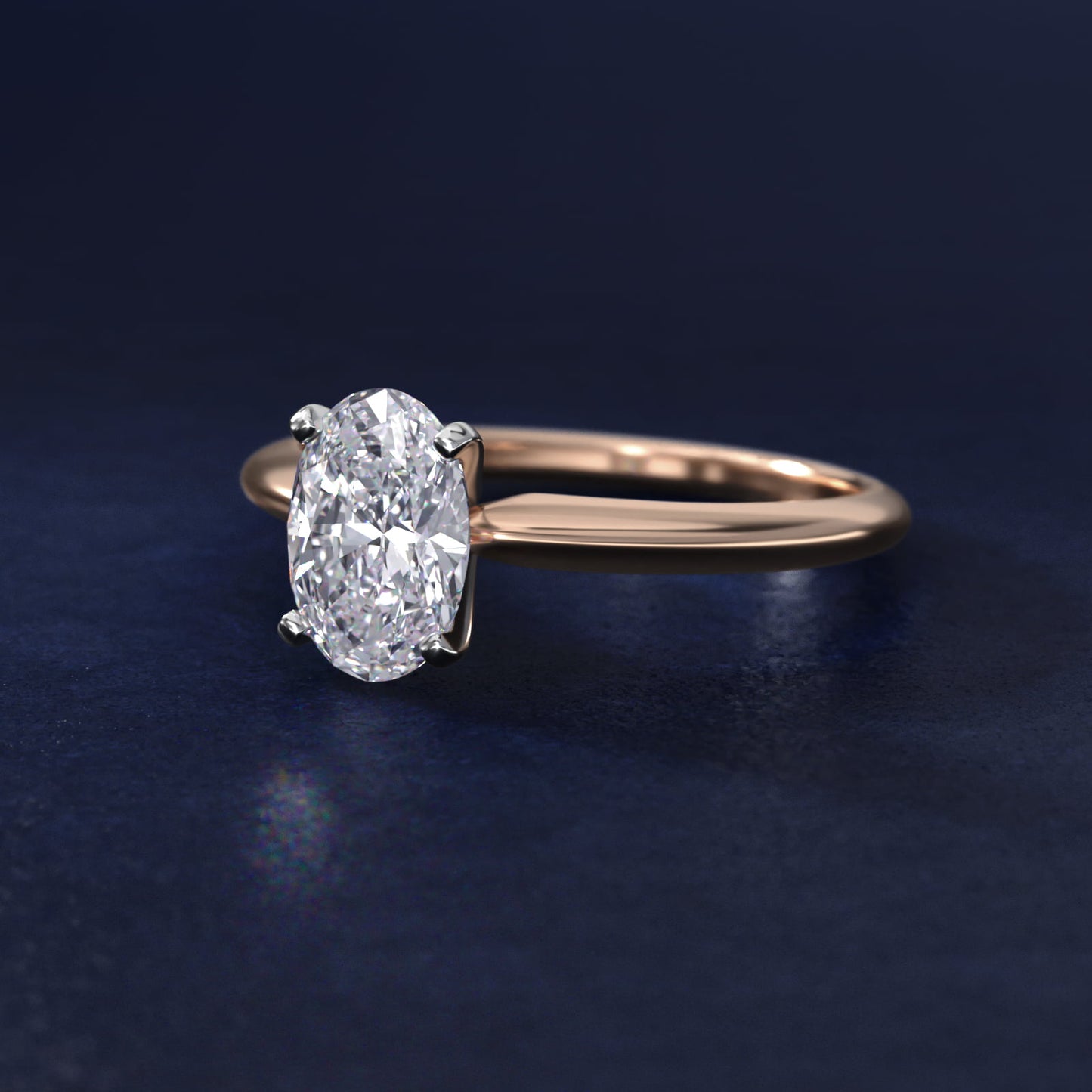Classic Four Prong Solitaire Engagement Ring in 18k Rose Gold - Oval Center