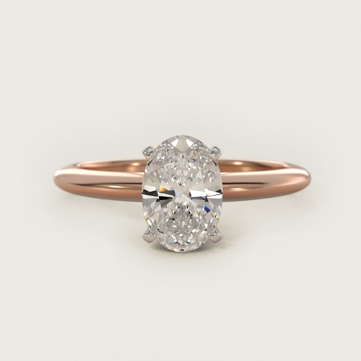 Classic Four Prong Solitaire Engagement Ring in 14K Rose Gold - Oval Center