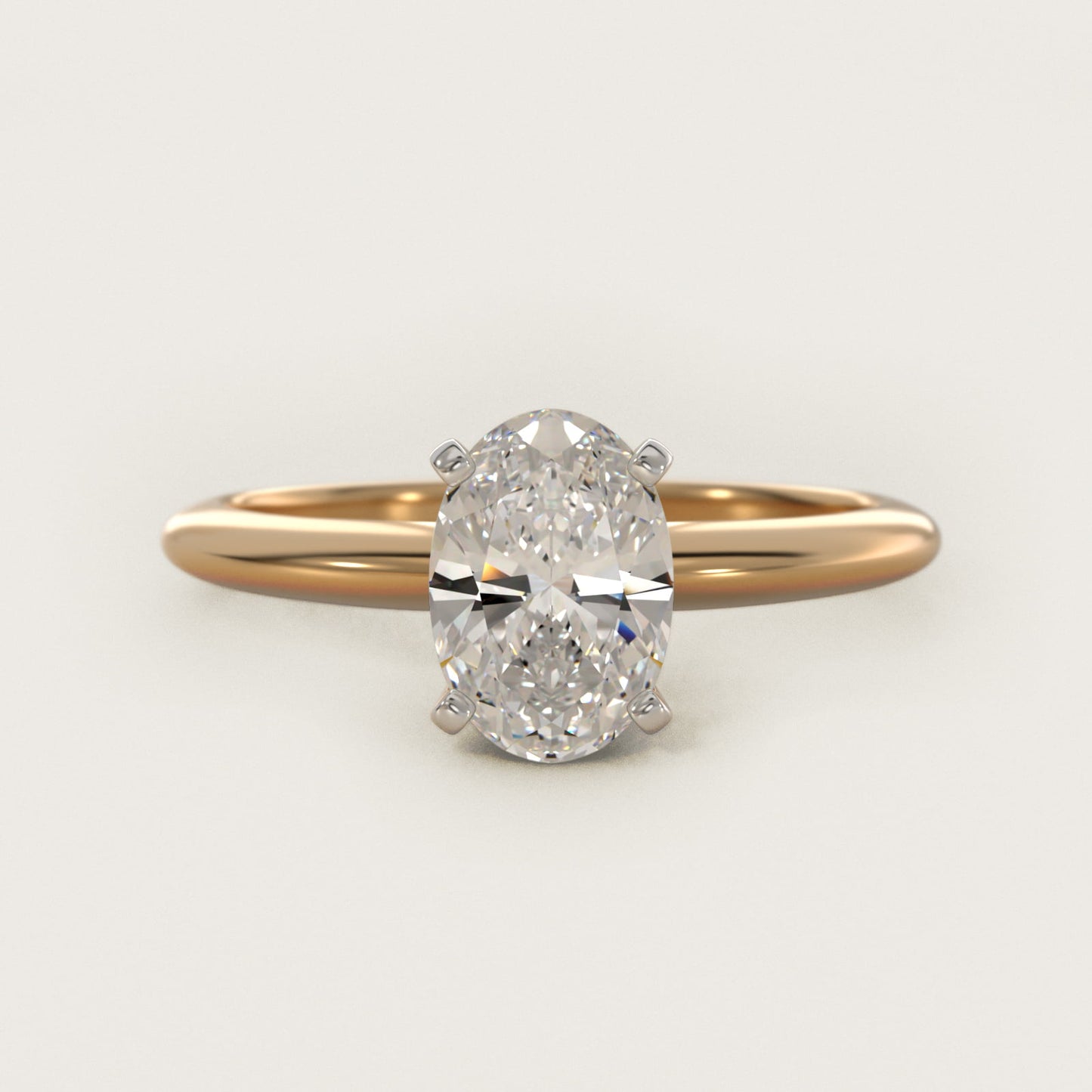 Classic Four Prong Solitaire Engagement Ring in 18k Yellow Gold - Oval Center