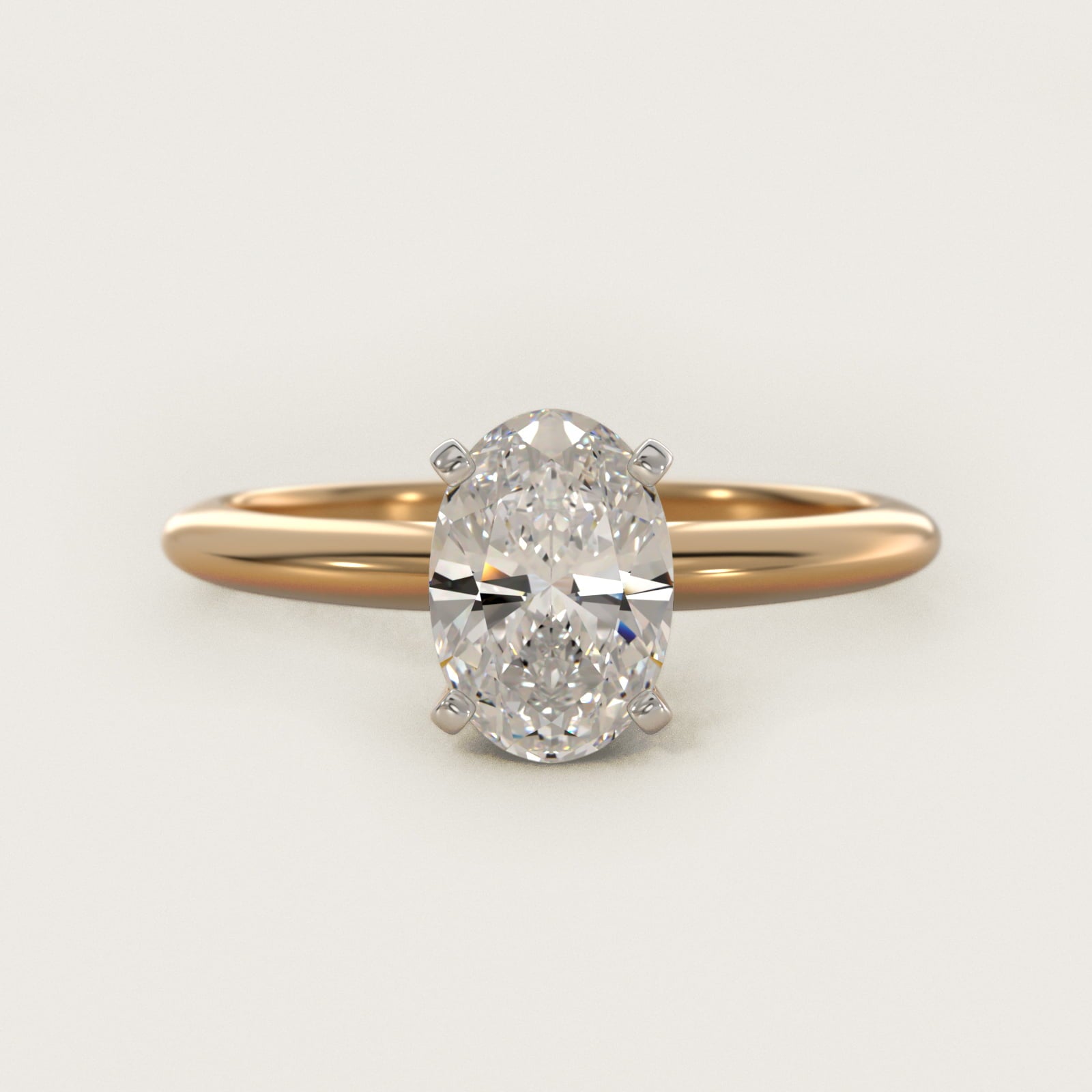 Classic Four Prong Solitaire Engagement Ring in 18k Yellow Gold - Oval Center