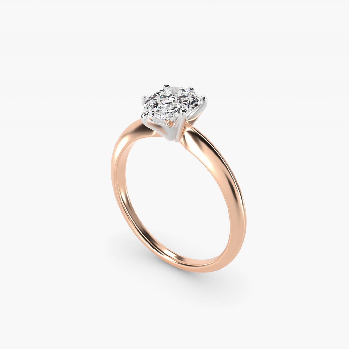 Classic Four Prong Solitaire Engagement Ring in 14K Rose Gold - Pear Center