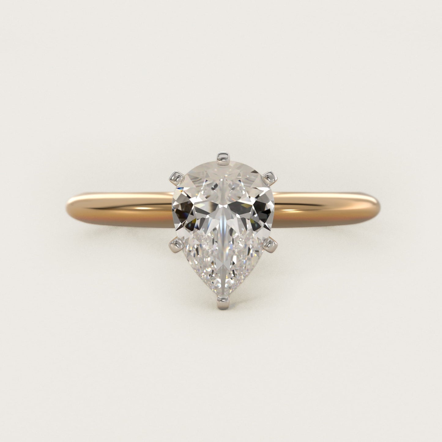 Classic Four Prong Solitaire Engagement Ring in 14K Yellow Gold - Pear Center