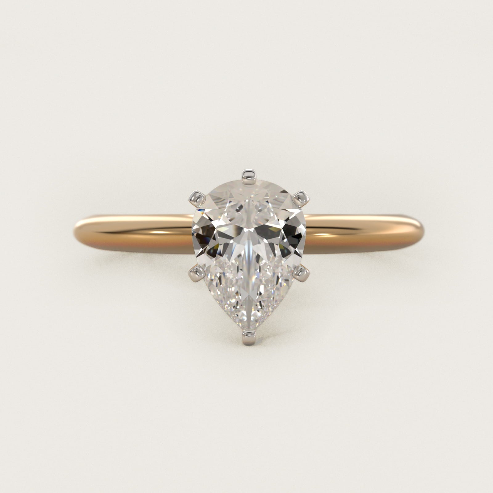 Classic Four Prong Solitaire Engagement Ring in 14K Yellow Gold - Pear Center