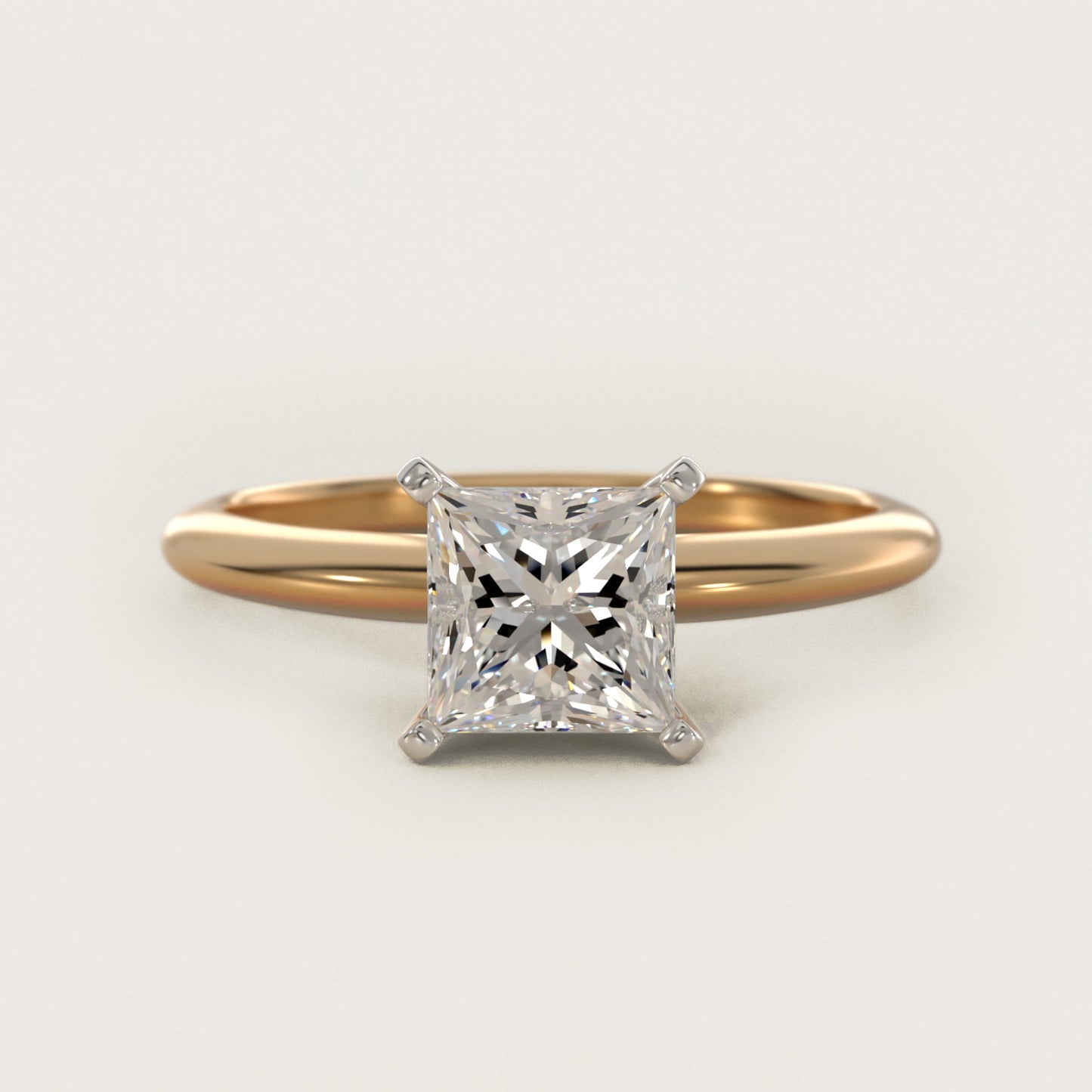 Classic Four Prong Solitaire Engagement Ring in 14K Yellow Gold - Princess Center