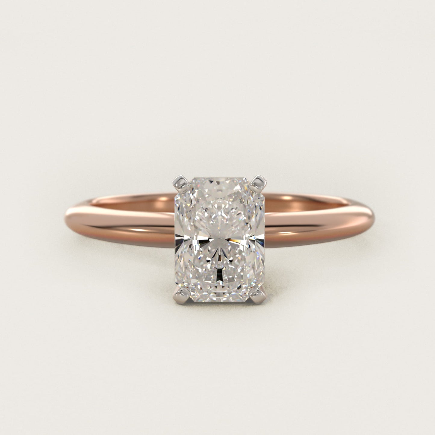 Classic Four Prong Solitaire Engagement Ring in 14K Rose Gold - Radiant Center