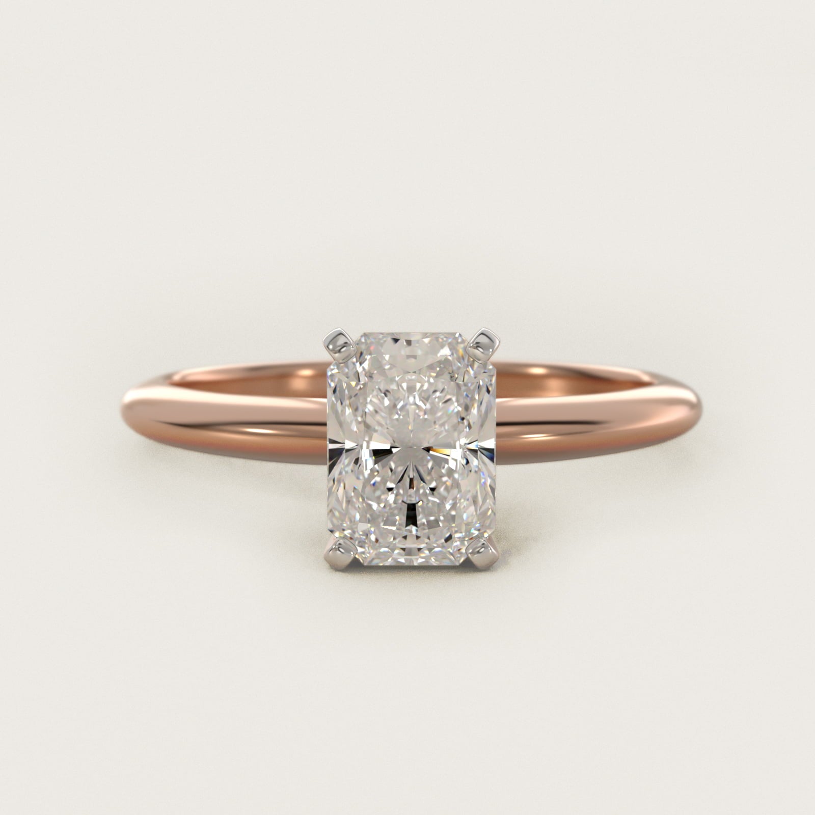 Classic Four Prong Solitaire Engagement Ring in 14K Rose Gold - Radiant Center
