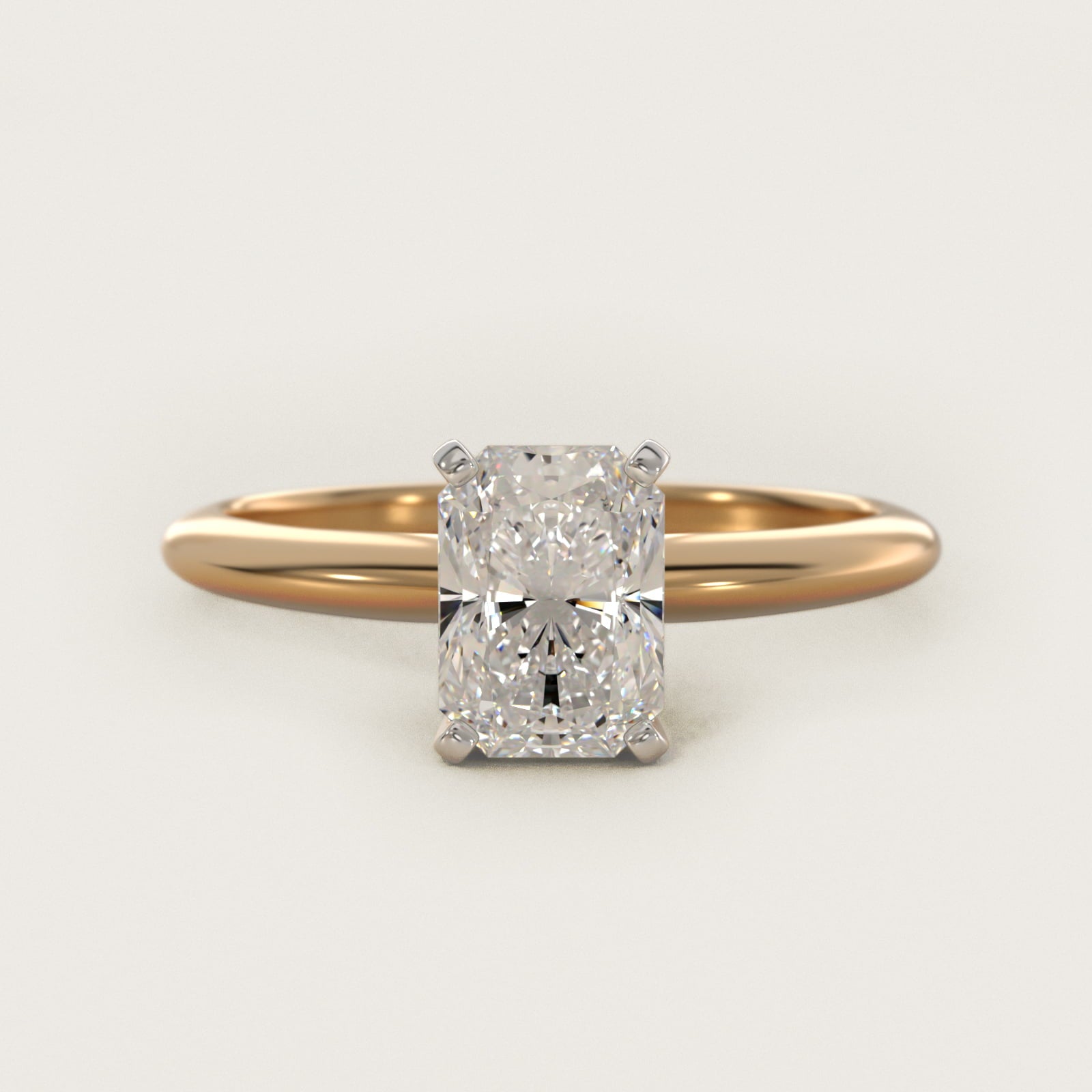 Classic Four Prong Solitaire Engagement Ring in 14K Yellow Gold - Radiant Center