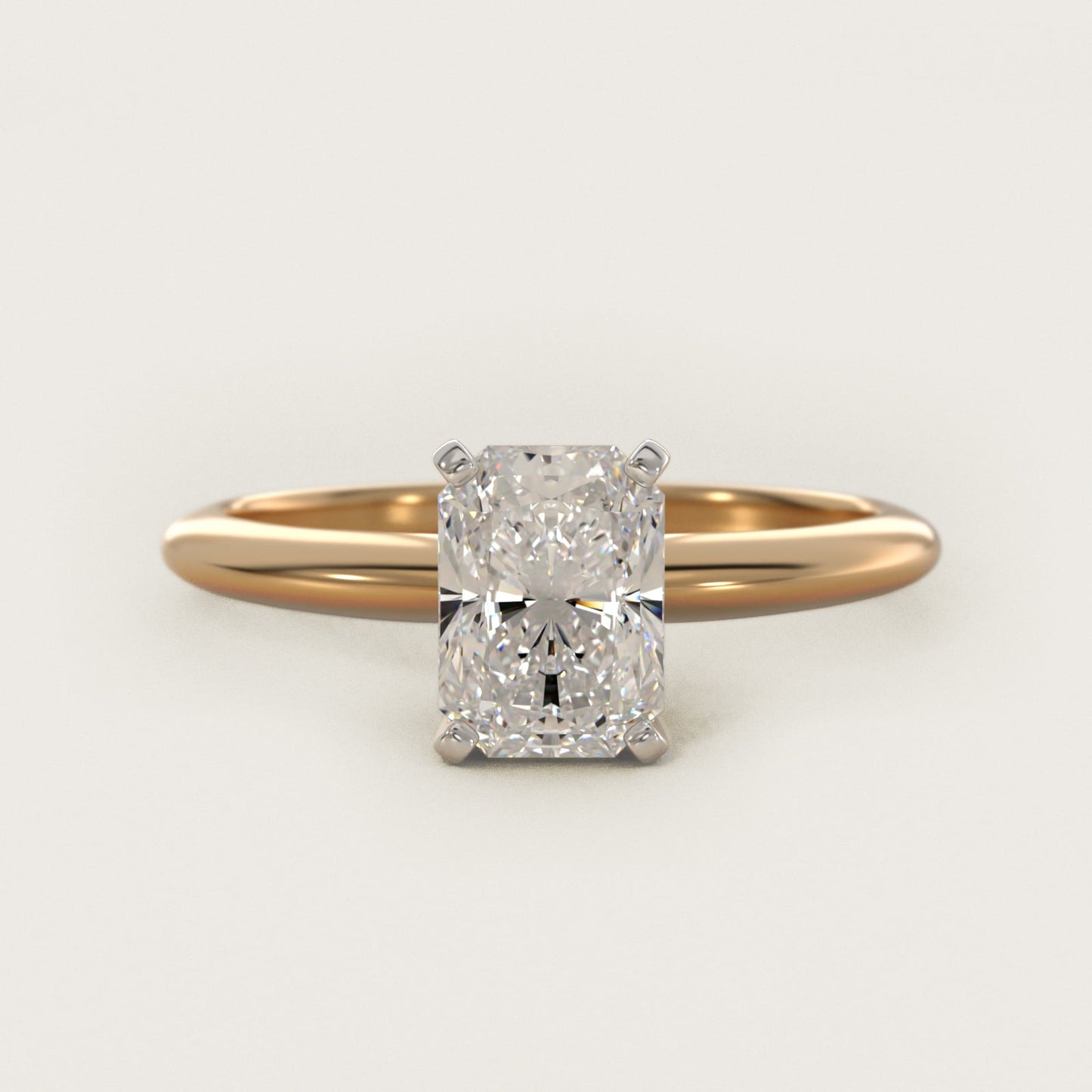 Classic Four Prong Solitaire Engagement Ring in 18k Yellow Gold - Radiant Center