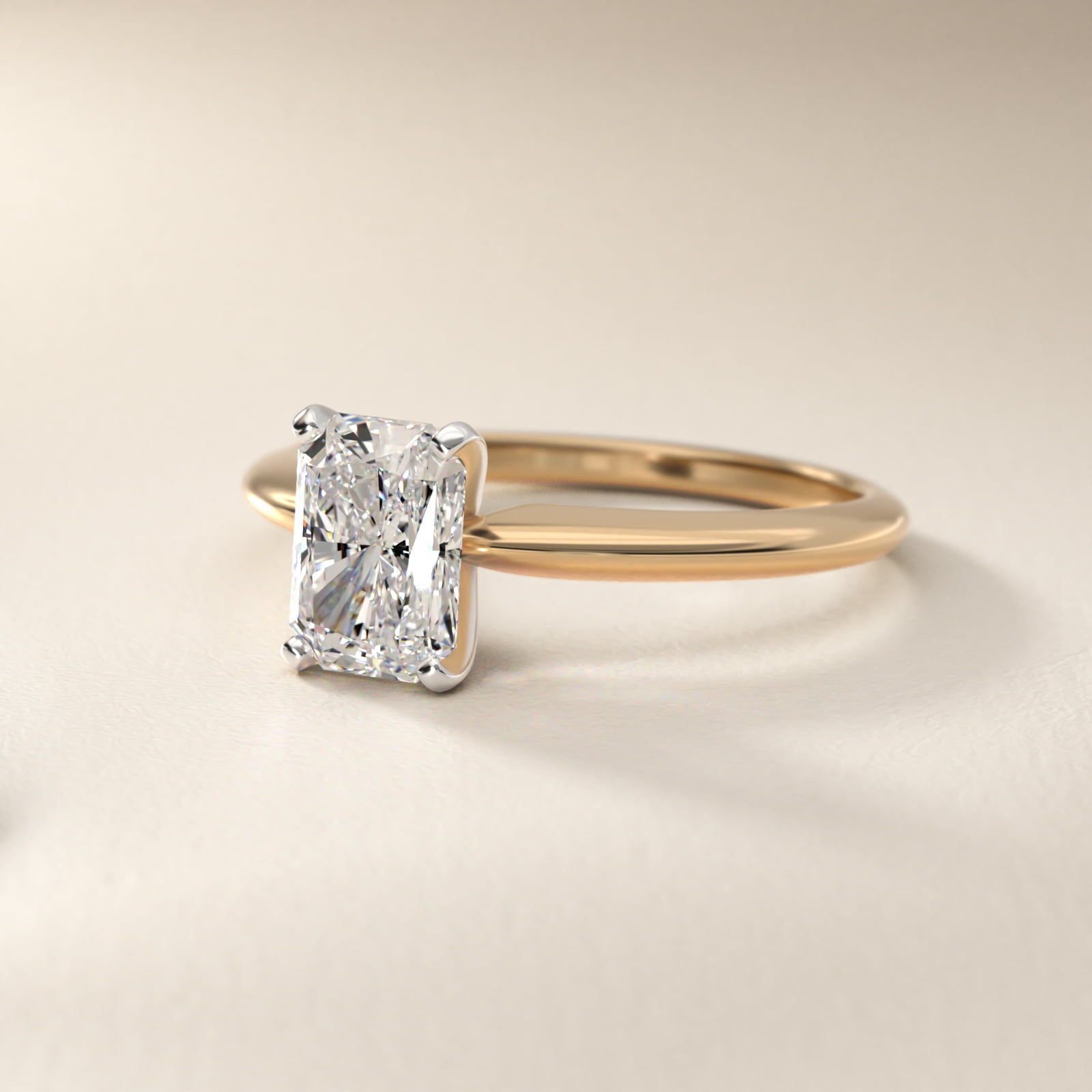 Classic Four Prong Solitaire Engagement Ring in 14K Yellow Gold - Radiant Center